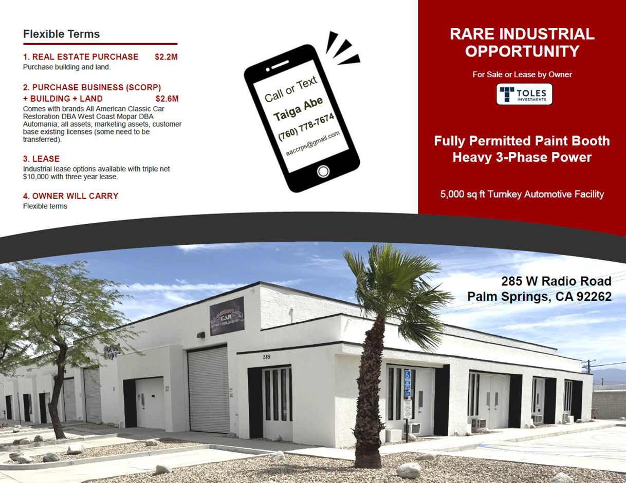 Automotive Shop For Sale Flyer