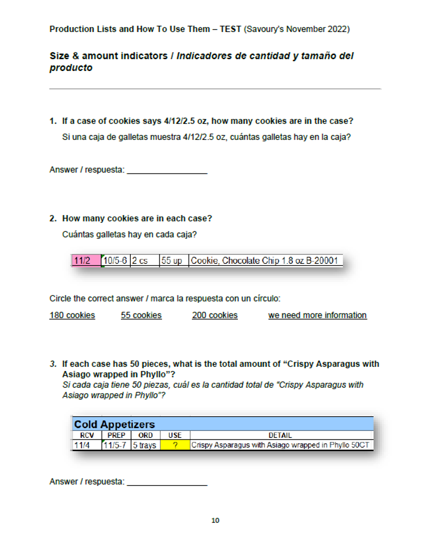 Bilingual open book test, example 3