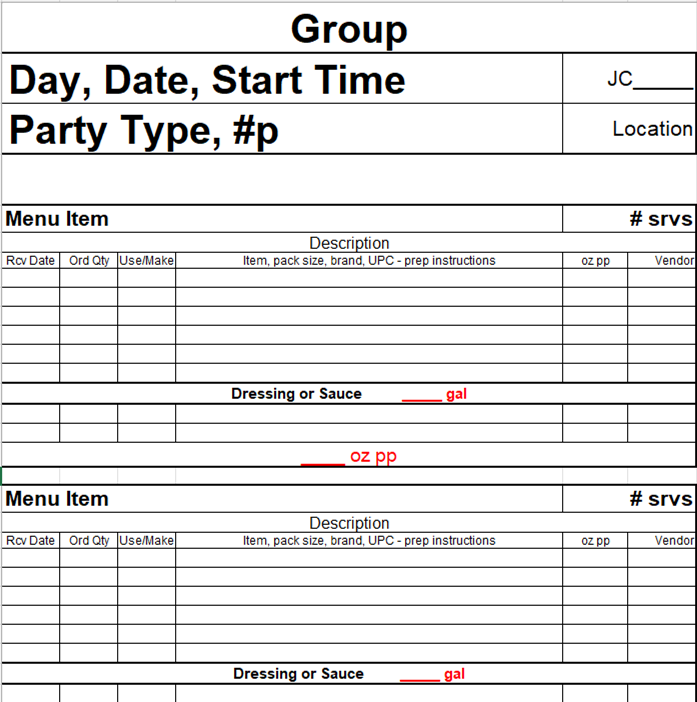 Production List System for Industrial Kitchen