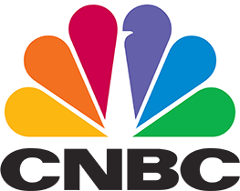 CNBC logo with a stylized peacock in multiple colors above the text.