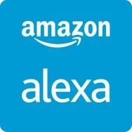 Amazon logo with Alexa branding on a blue background