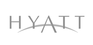 Hyatt logo with stylized curved line underneath