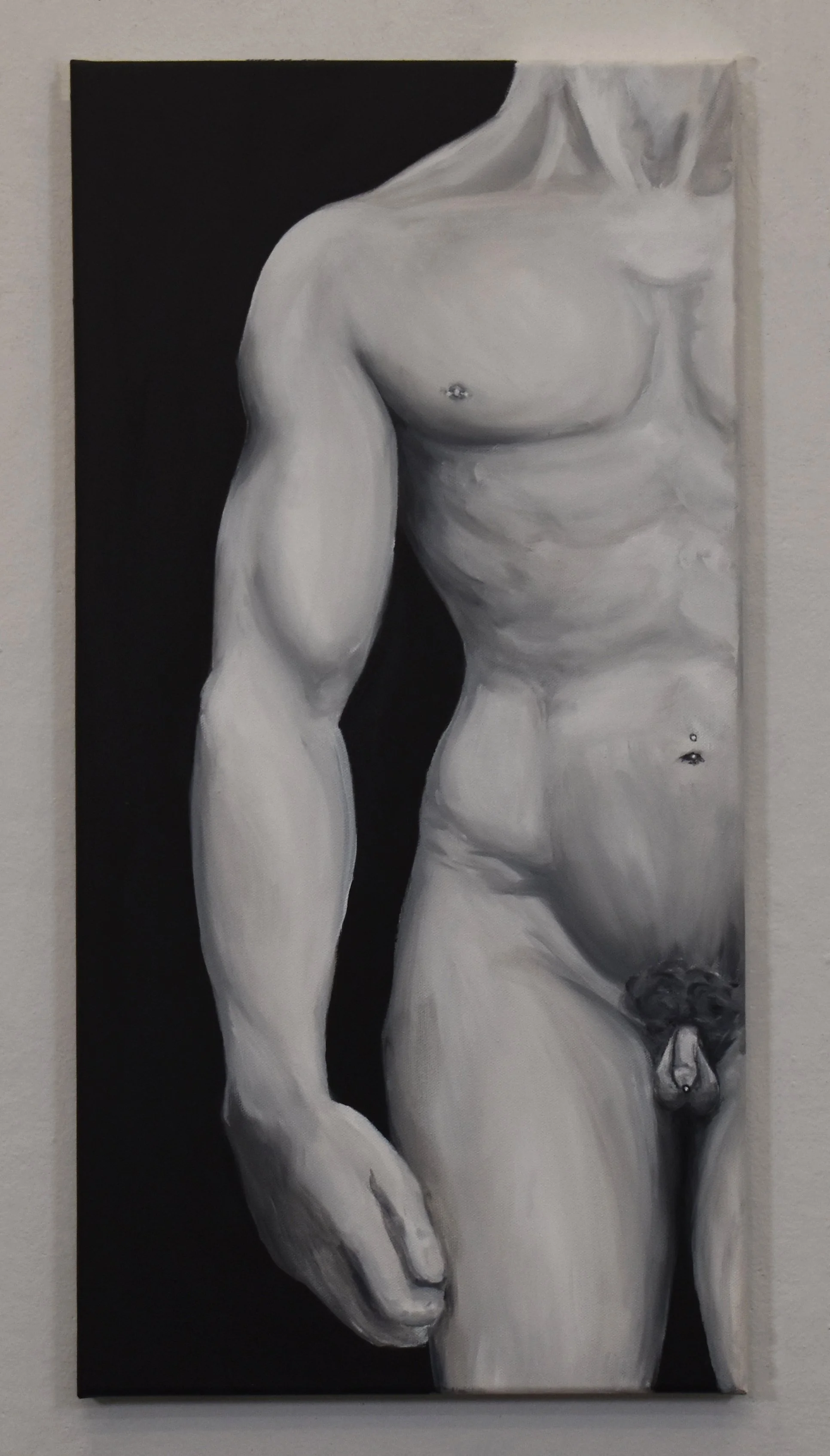 Pierced David, oil on canvas, 24in x 12in, 2025