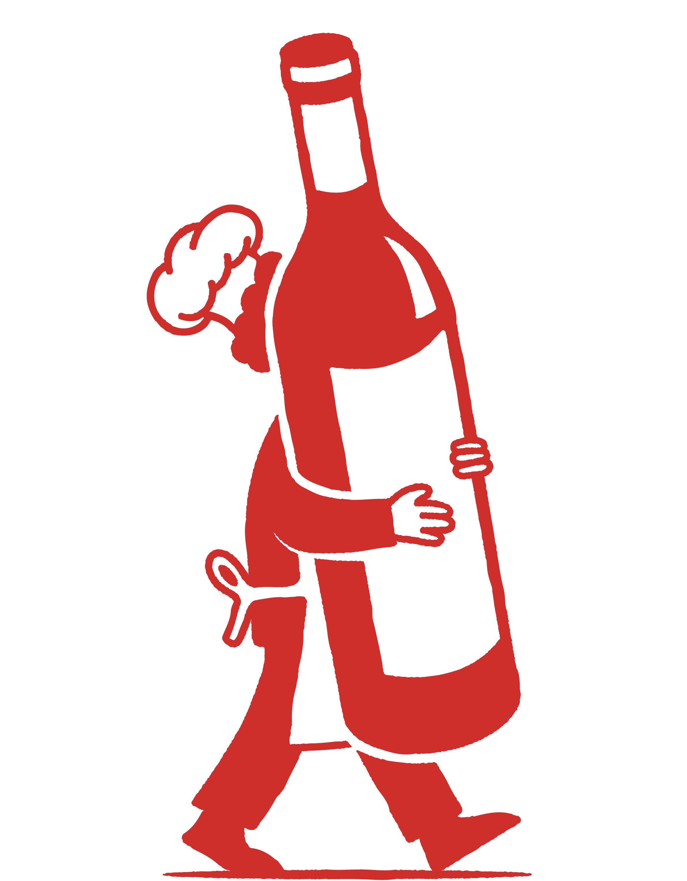 Logo de miam thomas . Illustration minimaliste d'une personne portant une bouteille de vin.