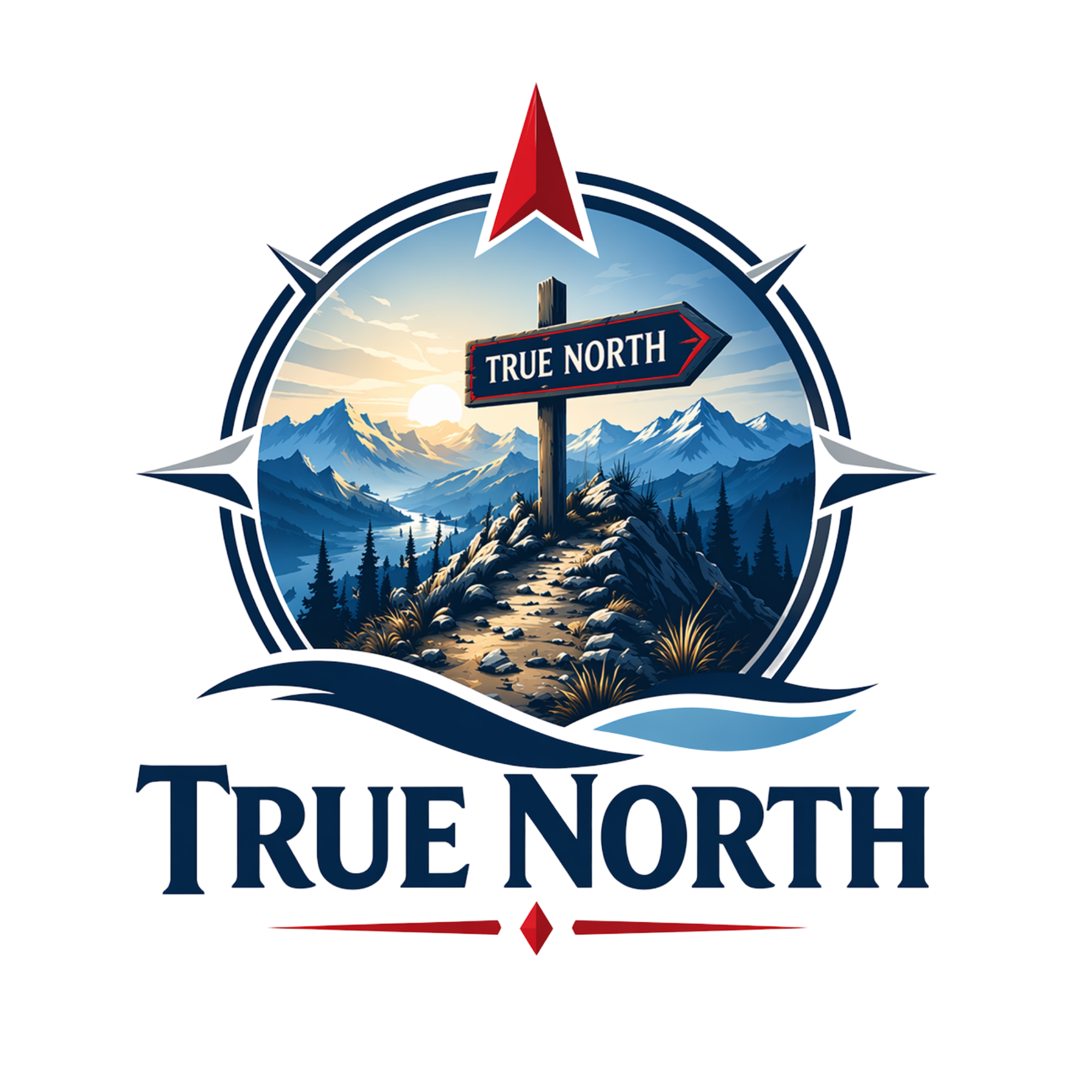 Star Trek logo with mountain landscape and the text "True North" in a signpost style.