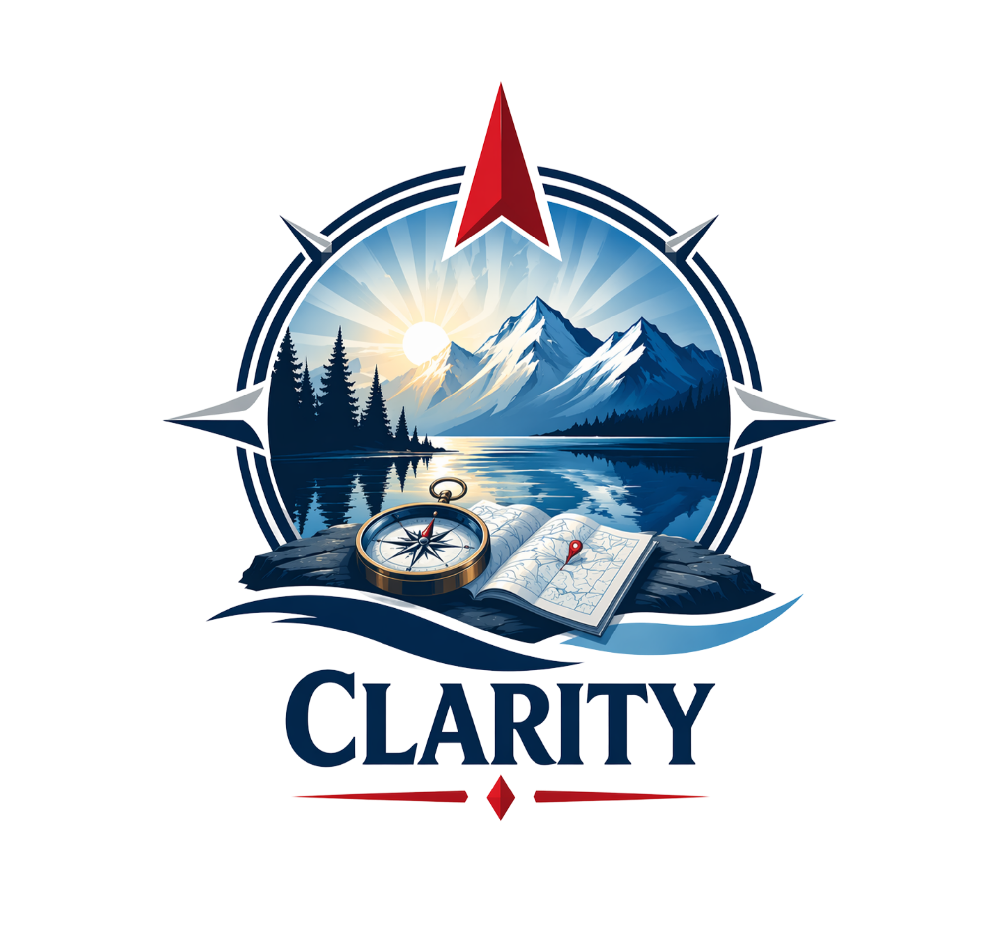 A logo featuring snow-capped mountains, a rising or setting sun, pine trees, a compass, a map, and the words 'TRAILS' and 'CHARITY' indicating an outdoor or environmental charity organization.