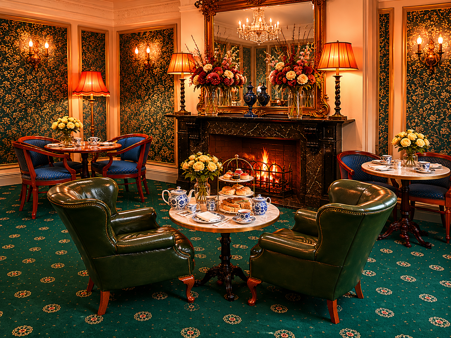 Victorian Lounge with real fireplace