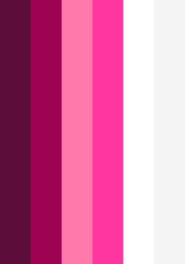 Verschillende tinten roze, rood en wit in verticale strepen.