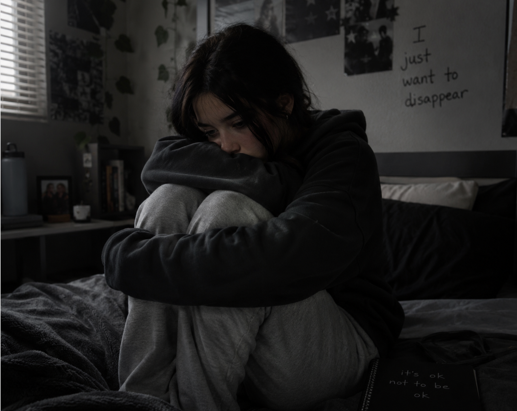 Overwhelmed teenager experiencing anxiety, burnout, and emotional exhaustion