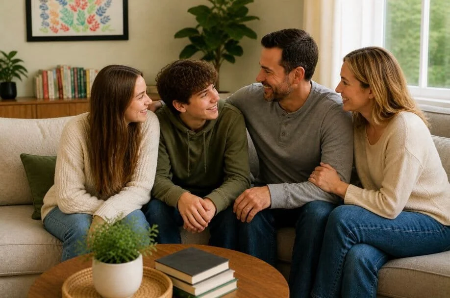 Parent coaching session helping families manage emotional dysregulation, stress, and behavioral challenges