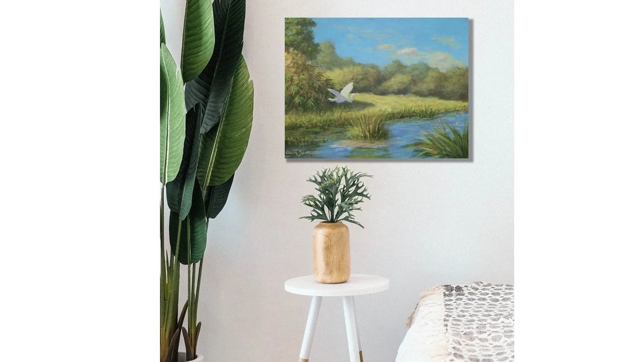 Graceful Flight by Alan Zawacki with plant and stool.jpg