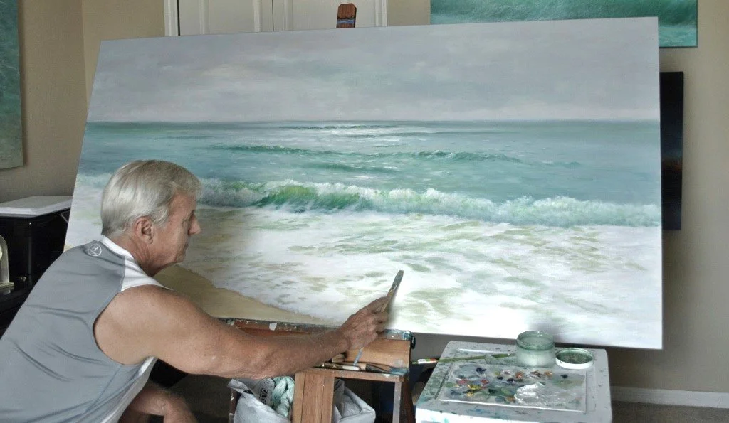 Alan Zawacki completing a commission painting