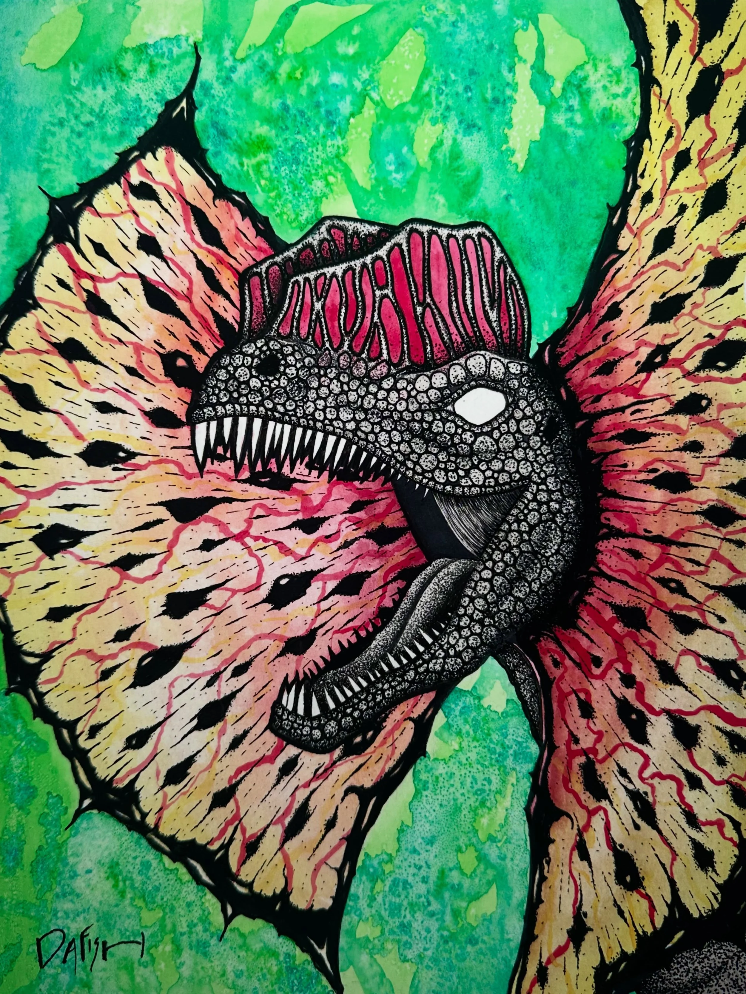 Finished up this Dilophosaurus painting today.

#dilophosaurus #jurassicpark #jurassicworld #dinosaur #art