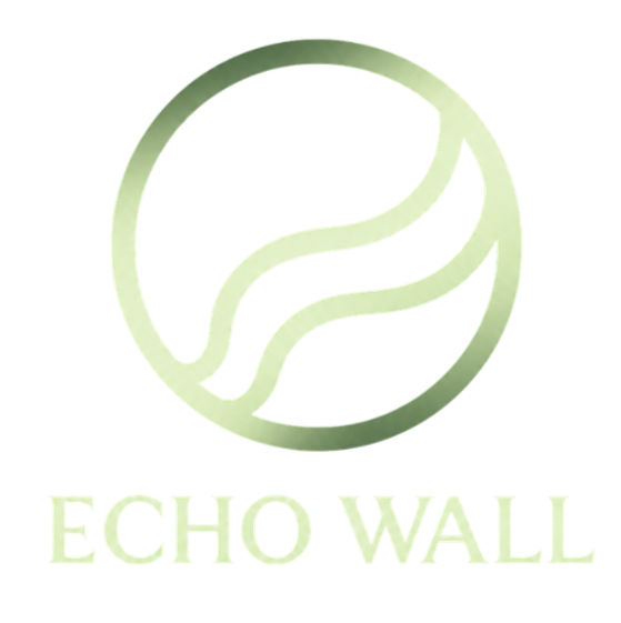 Eco Wall logo with a circular icon featuring a stylized leaf and water wave, and the text 'ECO WALL' underneath.