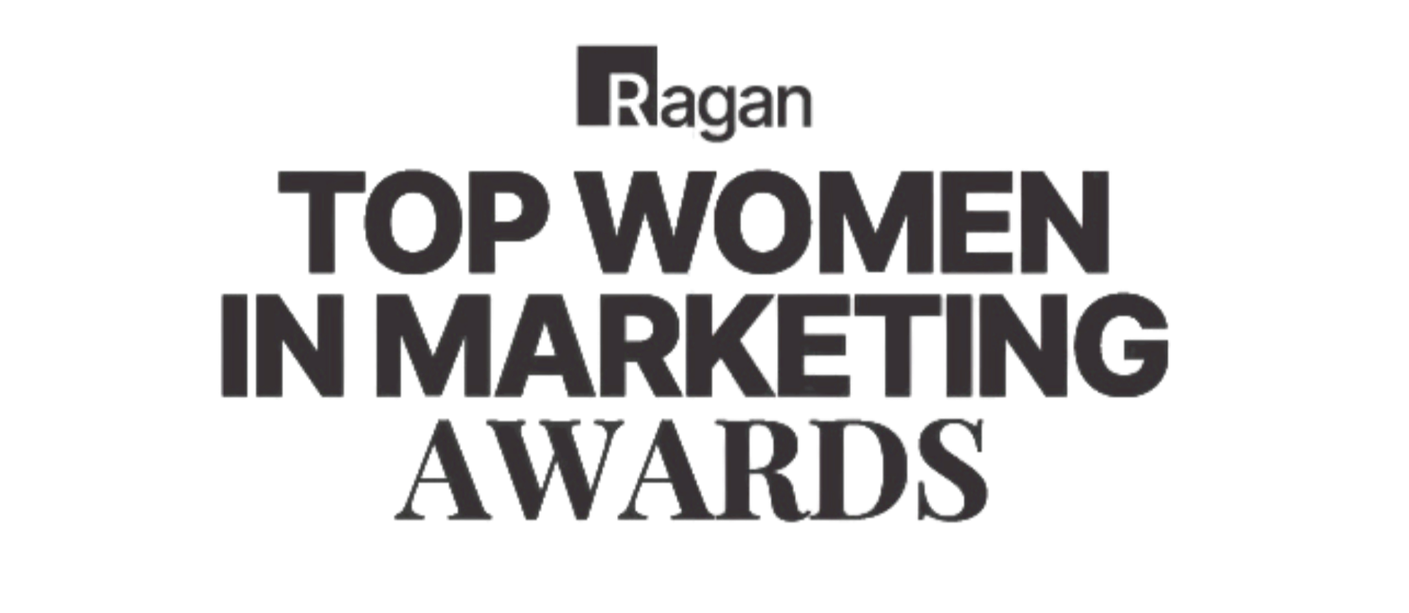 Logo for the Ragan Top Women in Marketing Awards, featuring stylized text in black and purple.