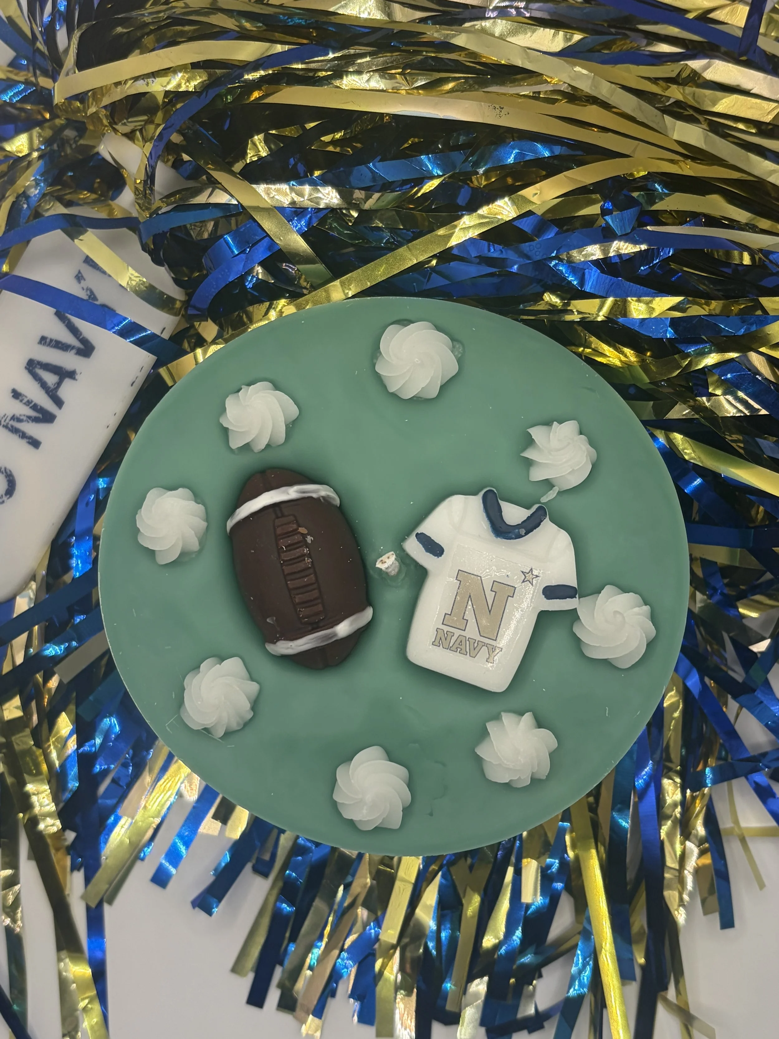 Navy Football Cake Candle