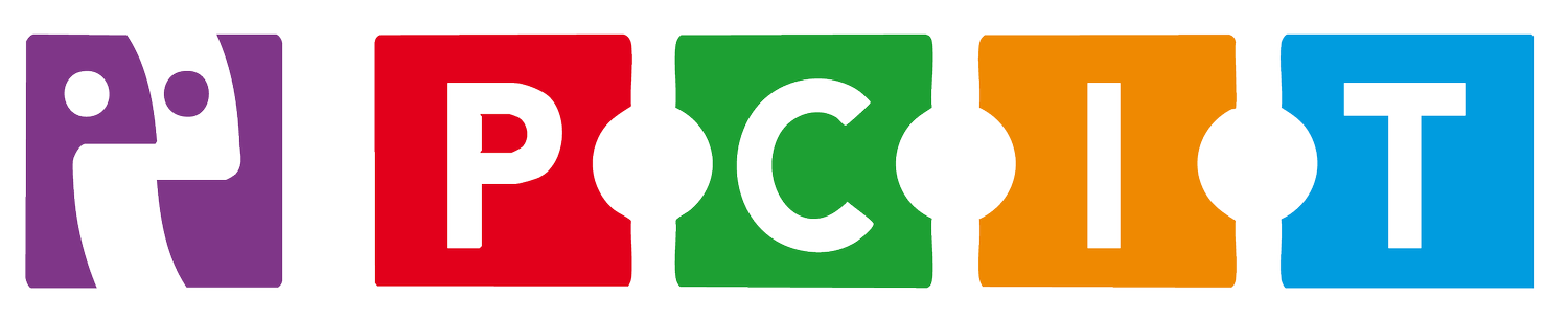 The Parent Child Interaction Therapy International logo with the word "PCIT" spelled out with each letter on a different colored block and a purple icon in the top left corner.