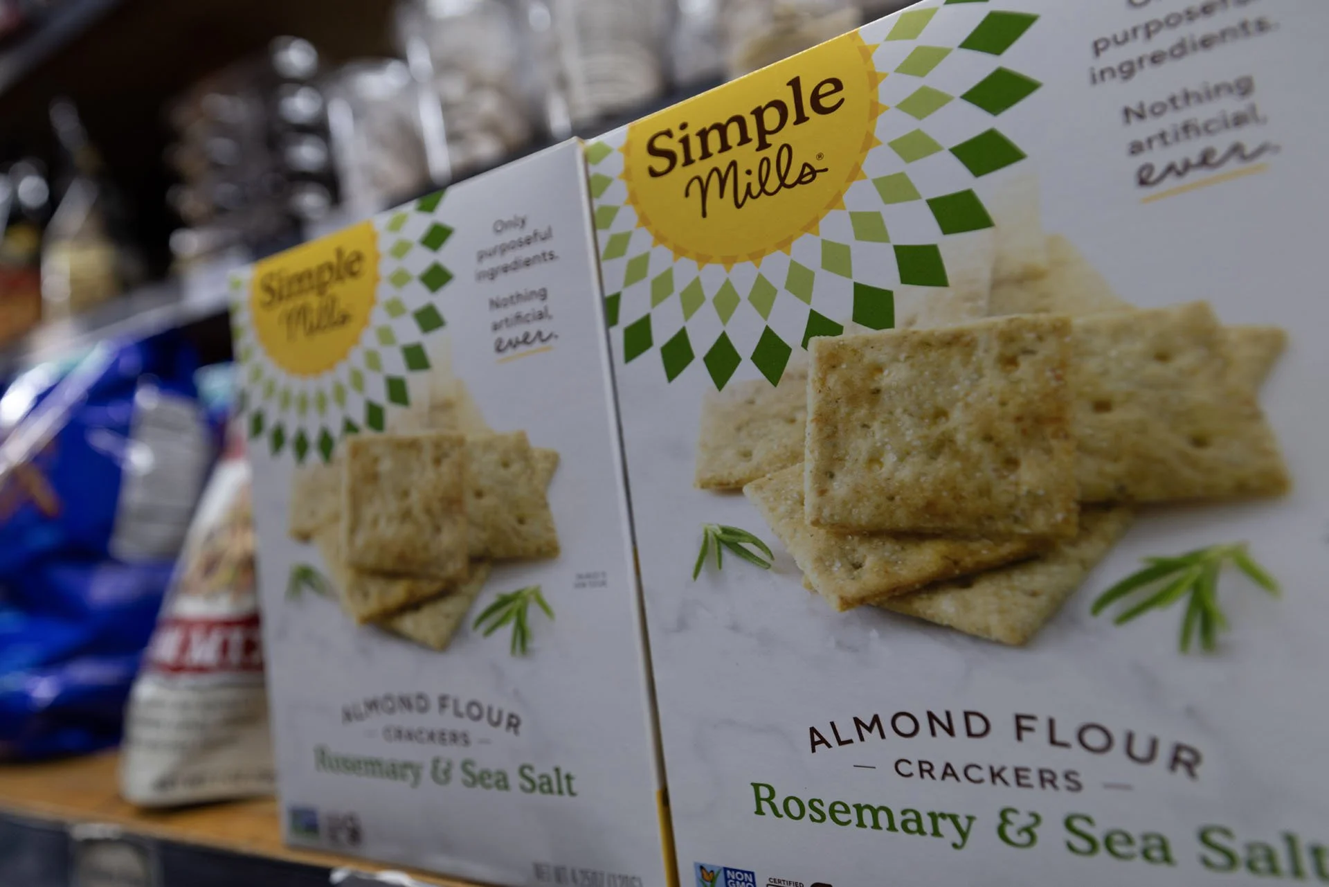 gluten free crackers on a shelf in copper harbor mi grocery store