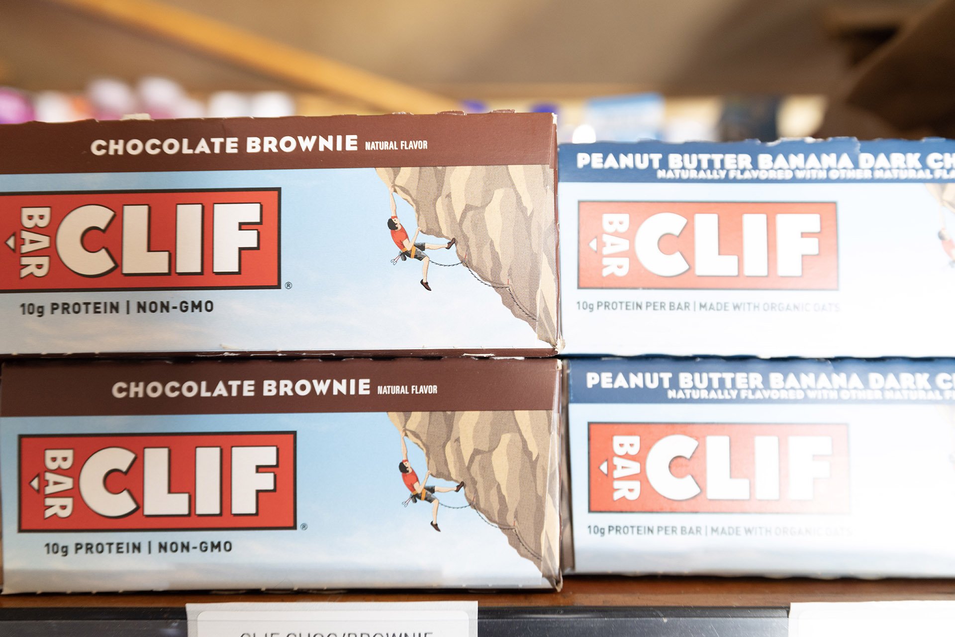 snacks for the mountain bike trails on grocery shelf in Copper Harbor