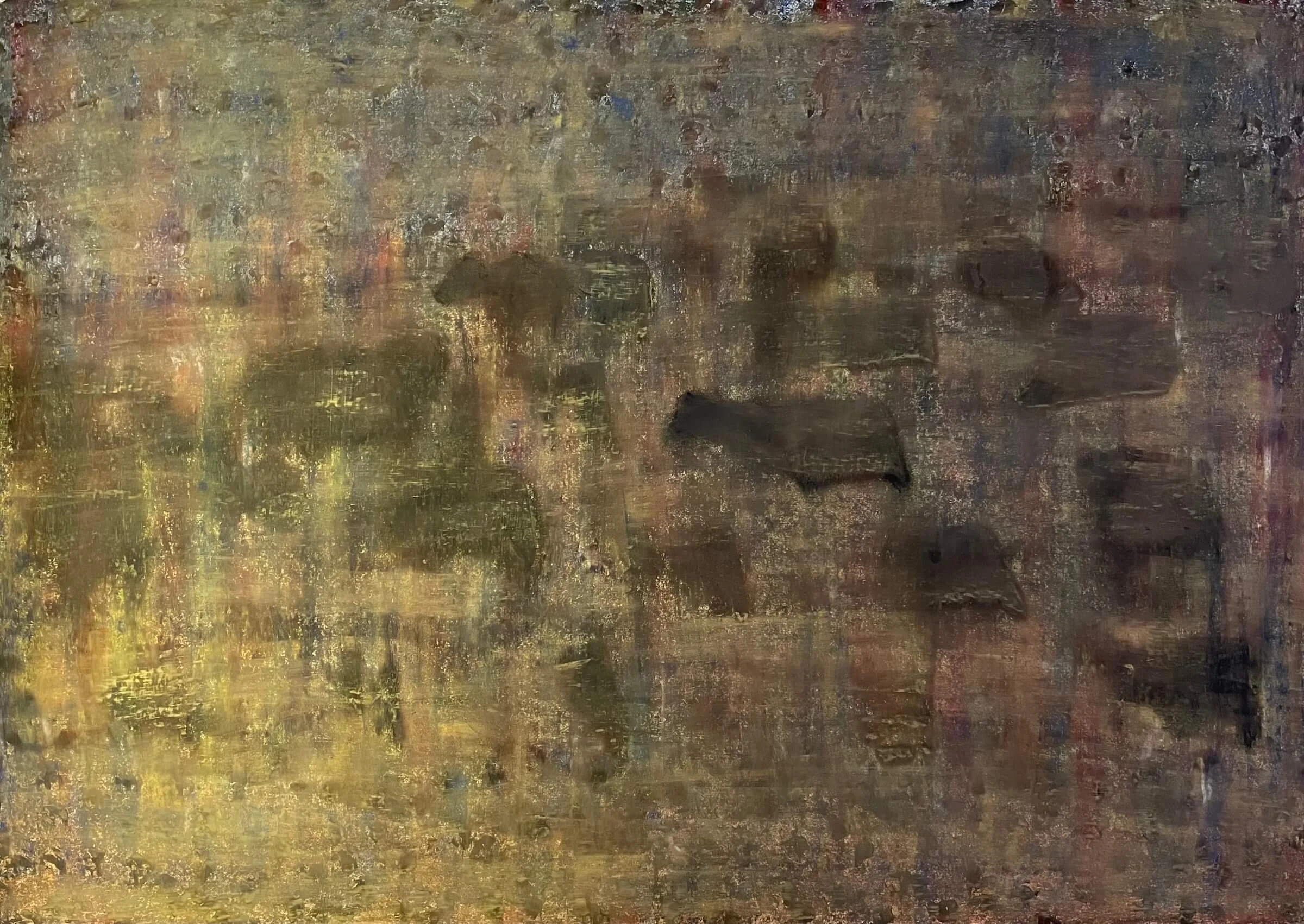  The Herd  
Soft pastels, acrylic, screen print, wax rubbing | 36" x 27"