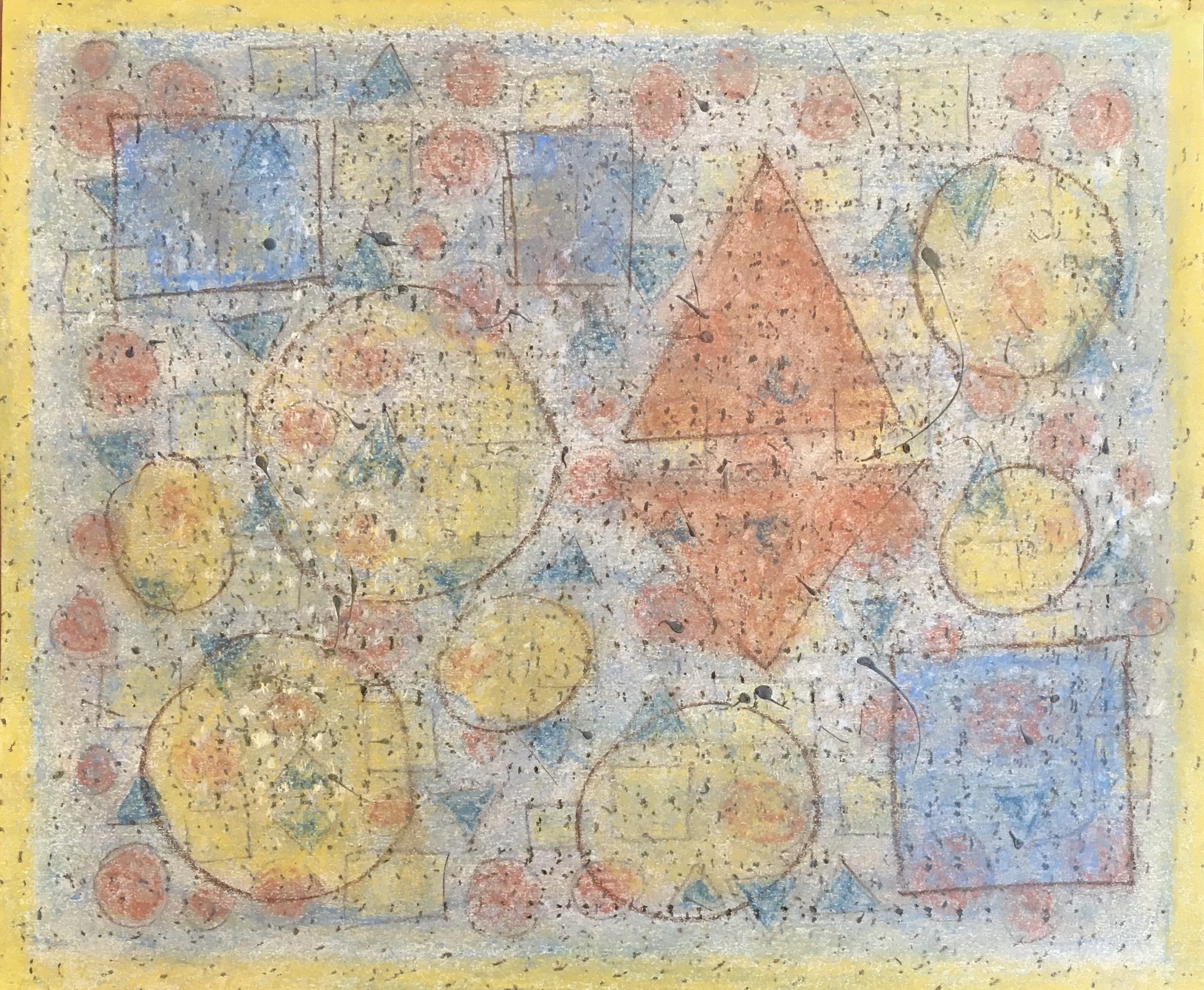  Playhouse III  
Soft pastels, acrylic, screen print, wax rubbing | 22" x 19"