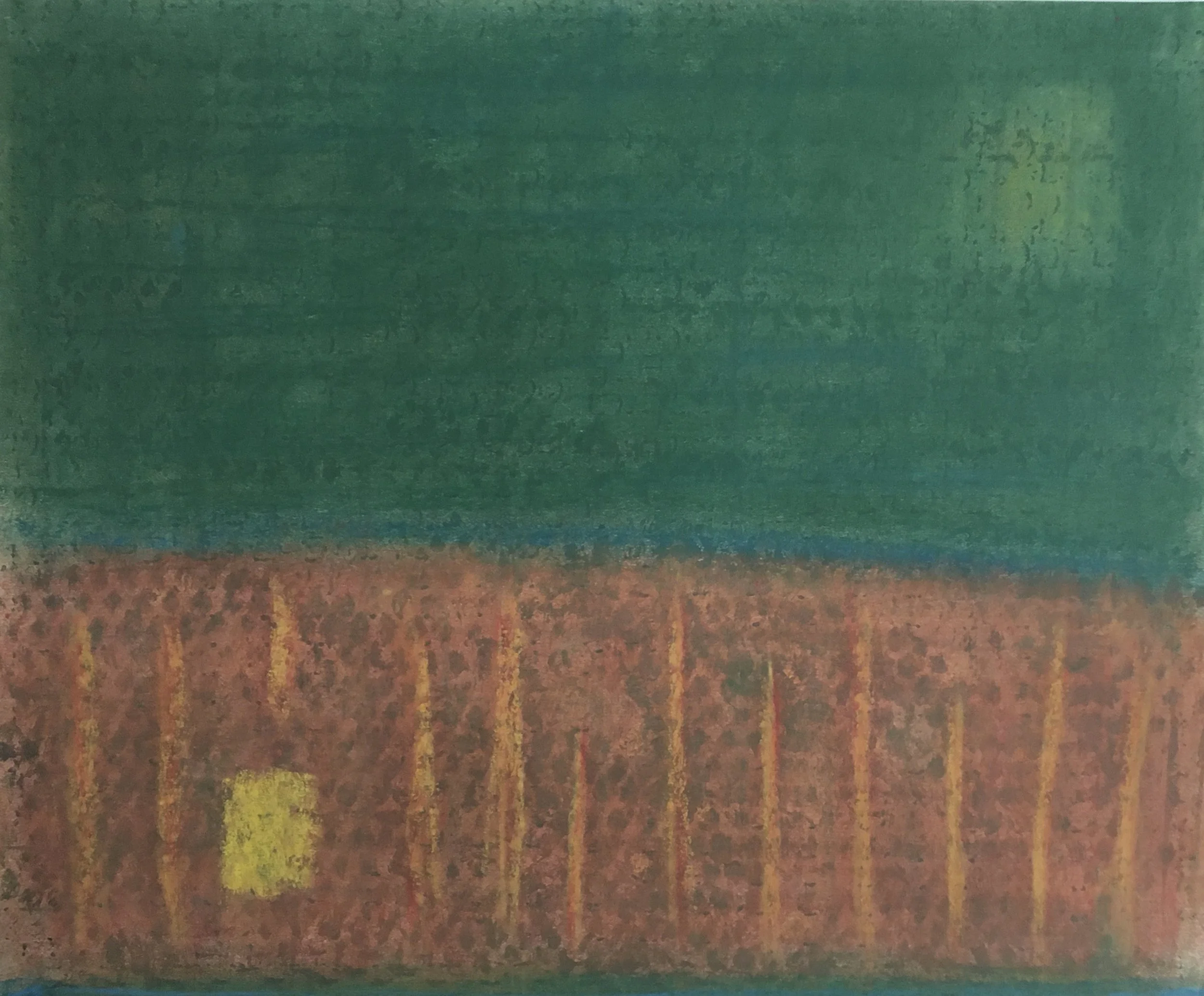  Discovery On A Country Road  
Soft pastels, acrylic, screen print, wax rubbing | 22" x 19"