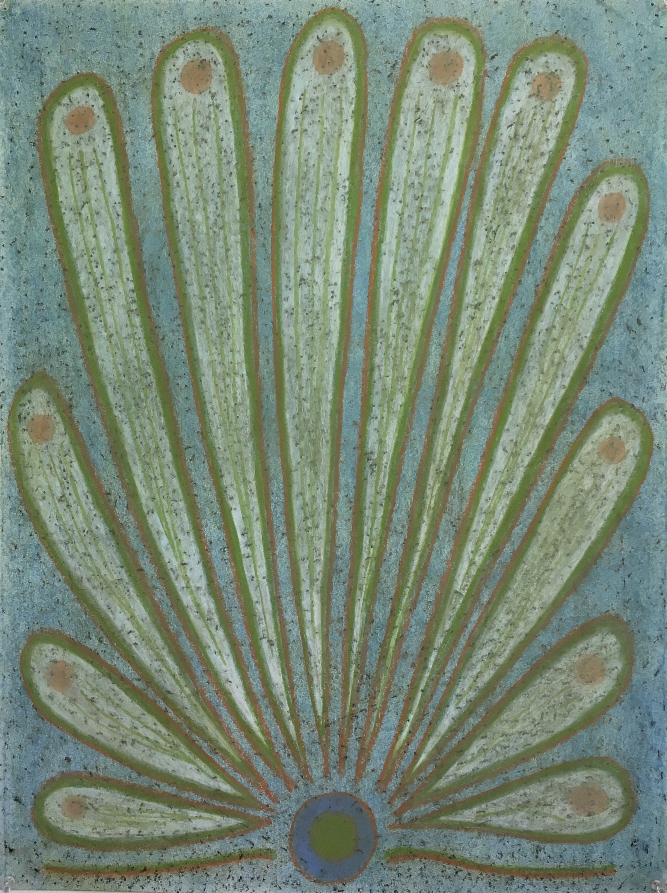 Flora  
Soft pastels, acrylic, screen print, wax rubbing | 27" x 36"