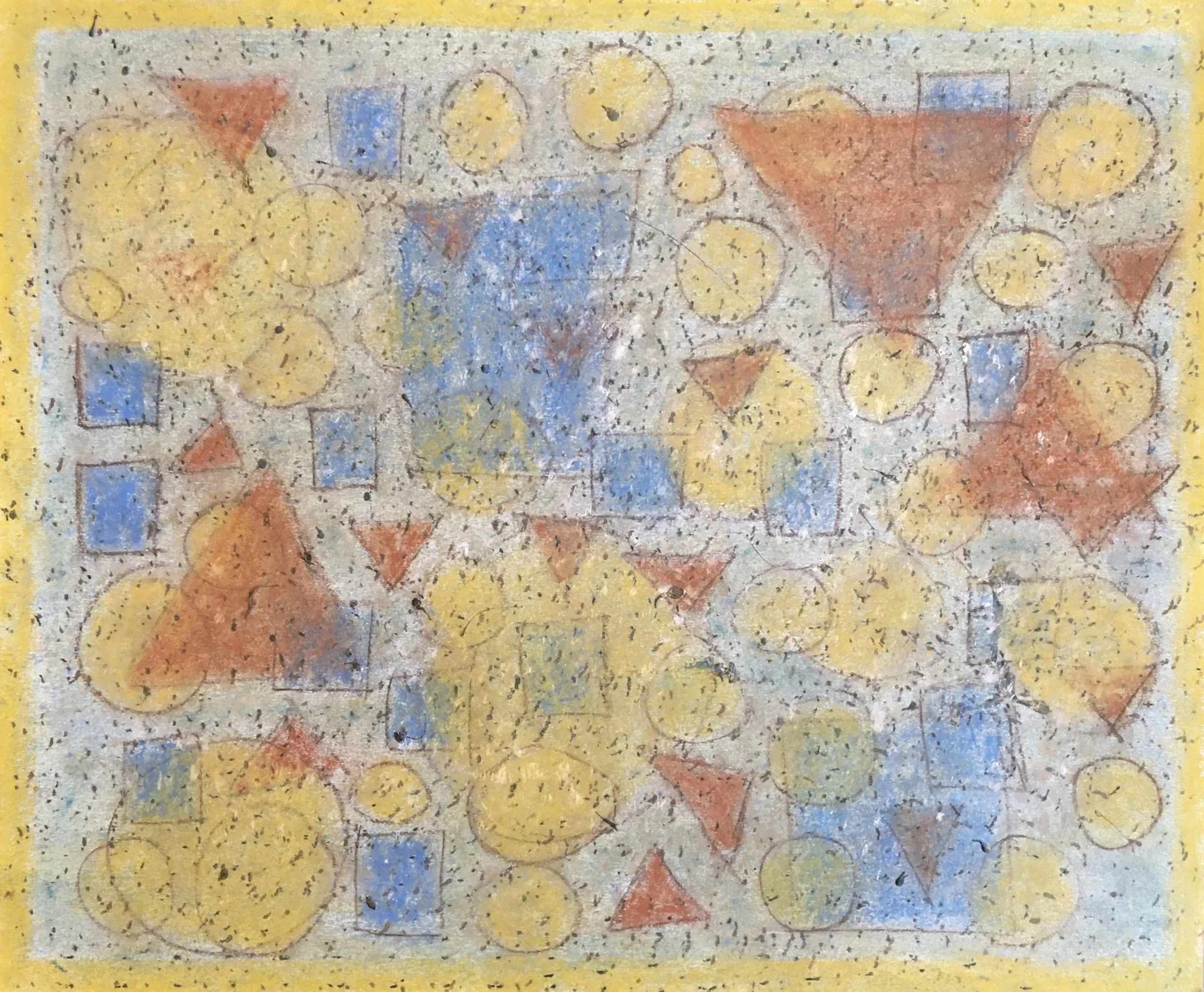  Playhouse II  
Soft pastels, acrylic, screen print, wax rubbing | 22" x 19"