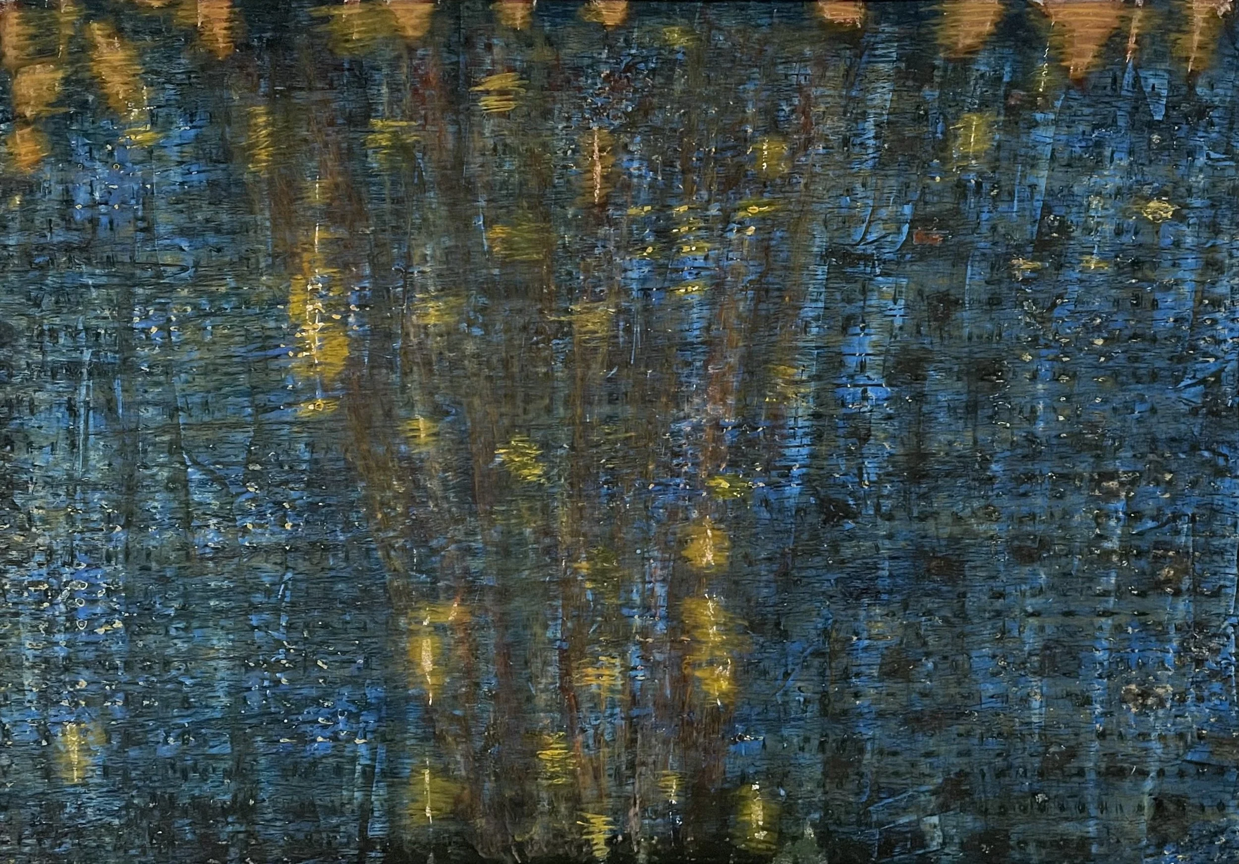  Fireflies  
Soft pastels, acrylic, oil paint, screen print, wax rubbing | 36" x 27"