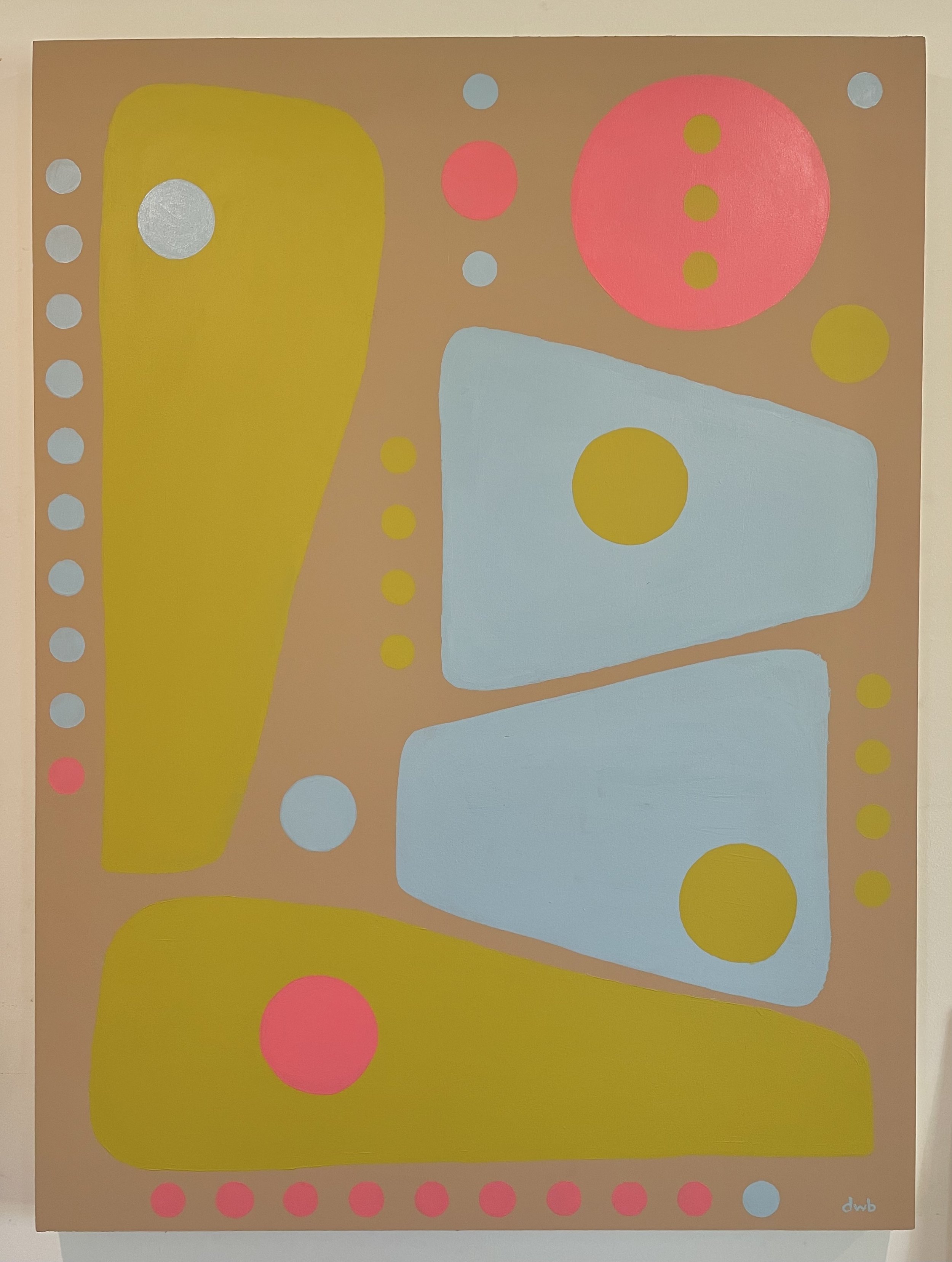  Modern Optimism  
Acrylic, stencil, on cradled wood panel | 31" x 41"