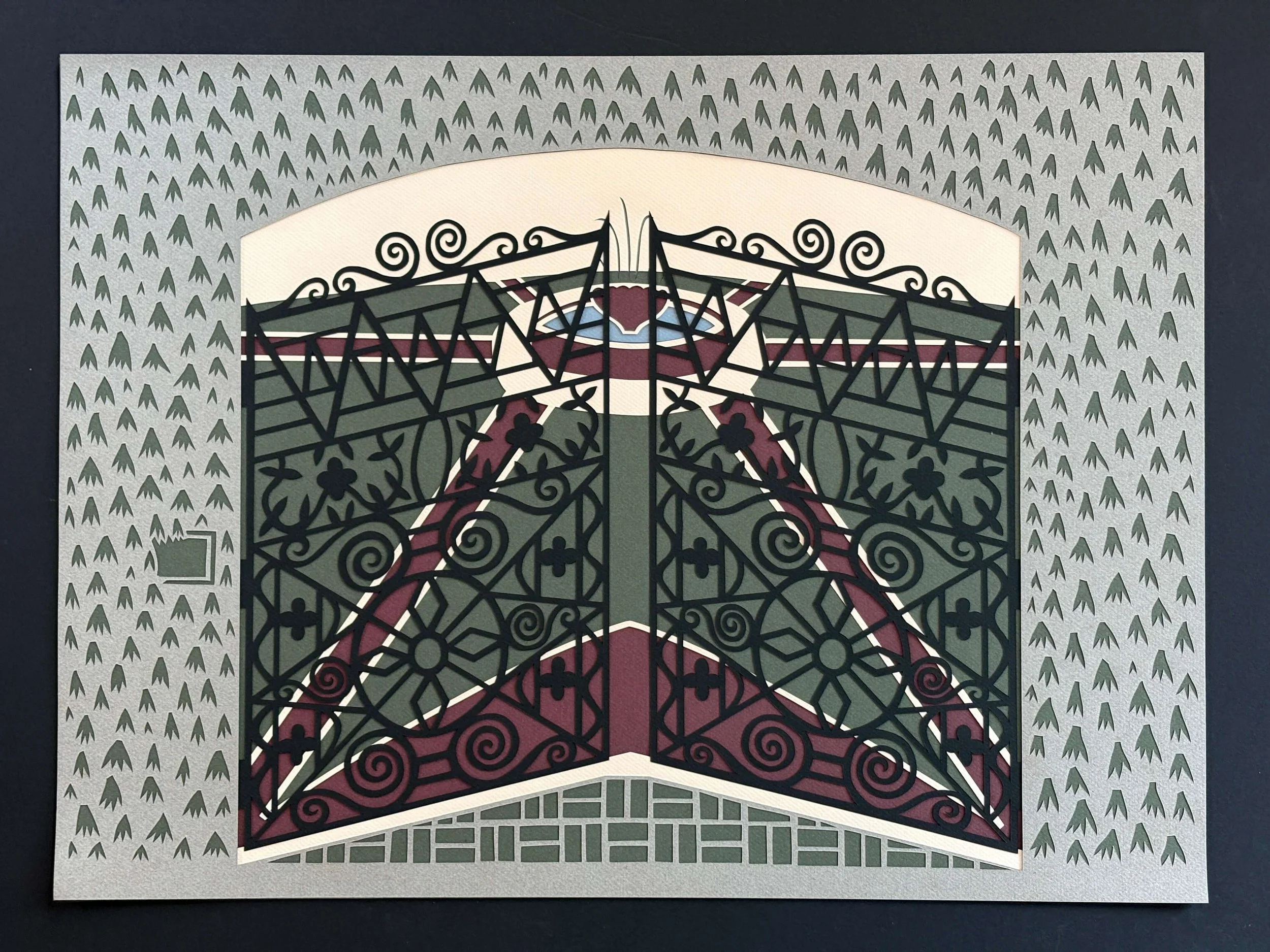  The Gate  
Layered paper cuttings | 25.5" x 19"