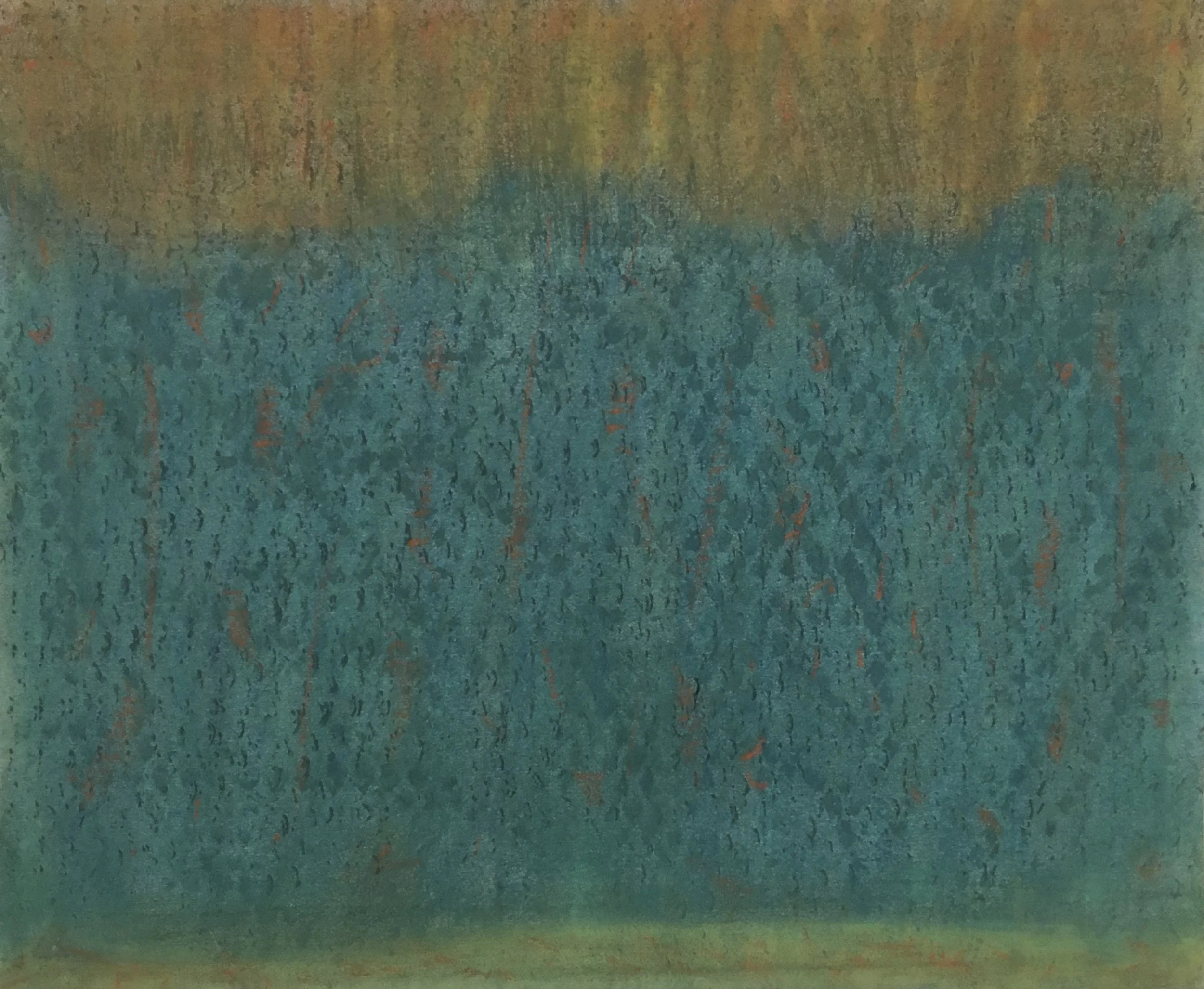  On Fire  
Soft pastels, acrylic, screen print, wax rubbing | 22" x 19"