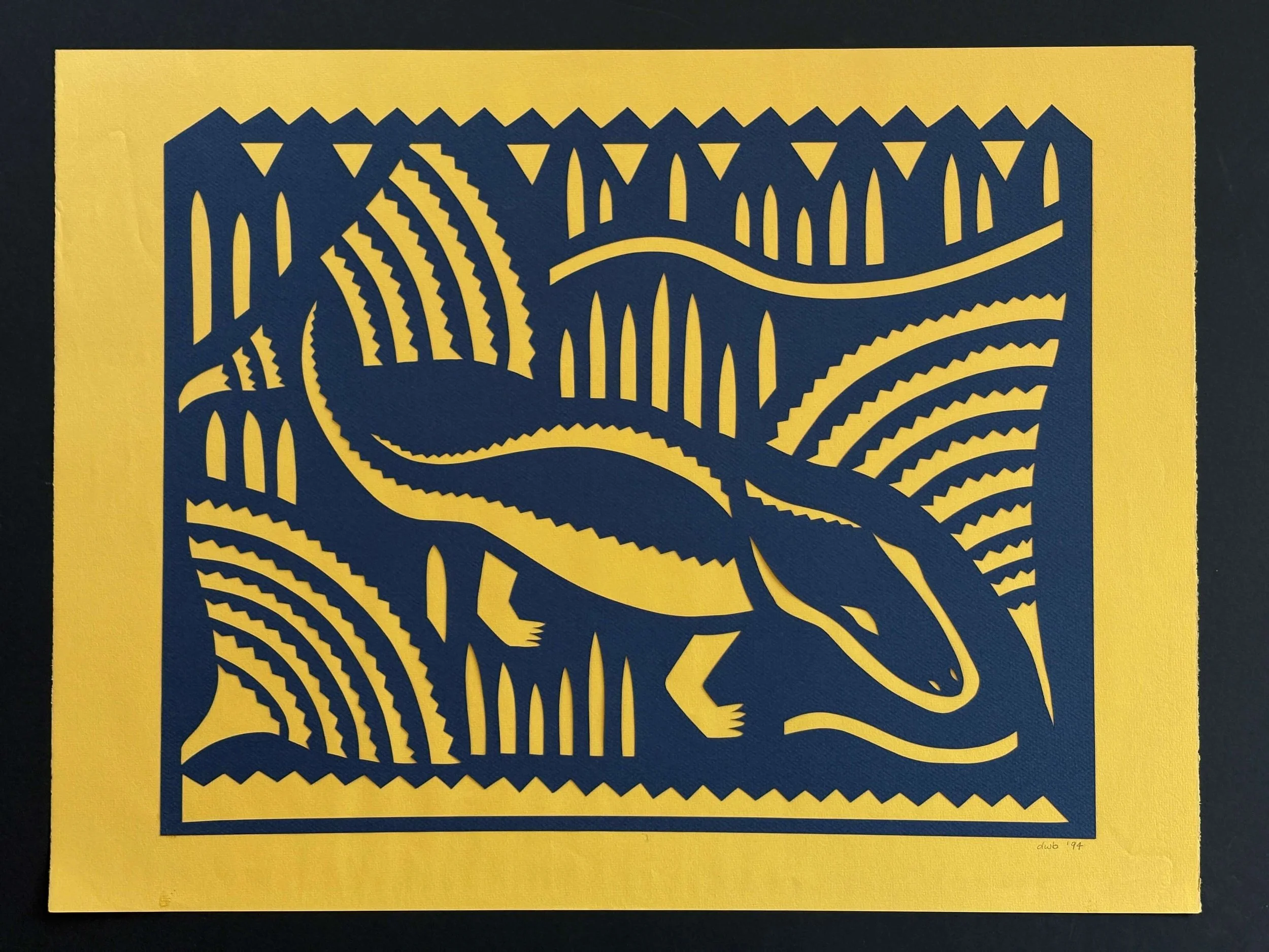  Alligator  
Layered paper cuttings | 25.5" x 19.5"