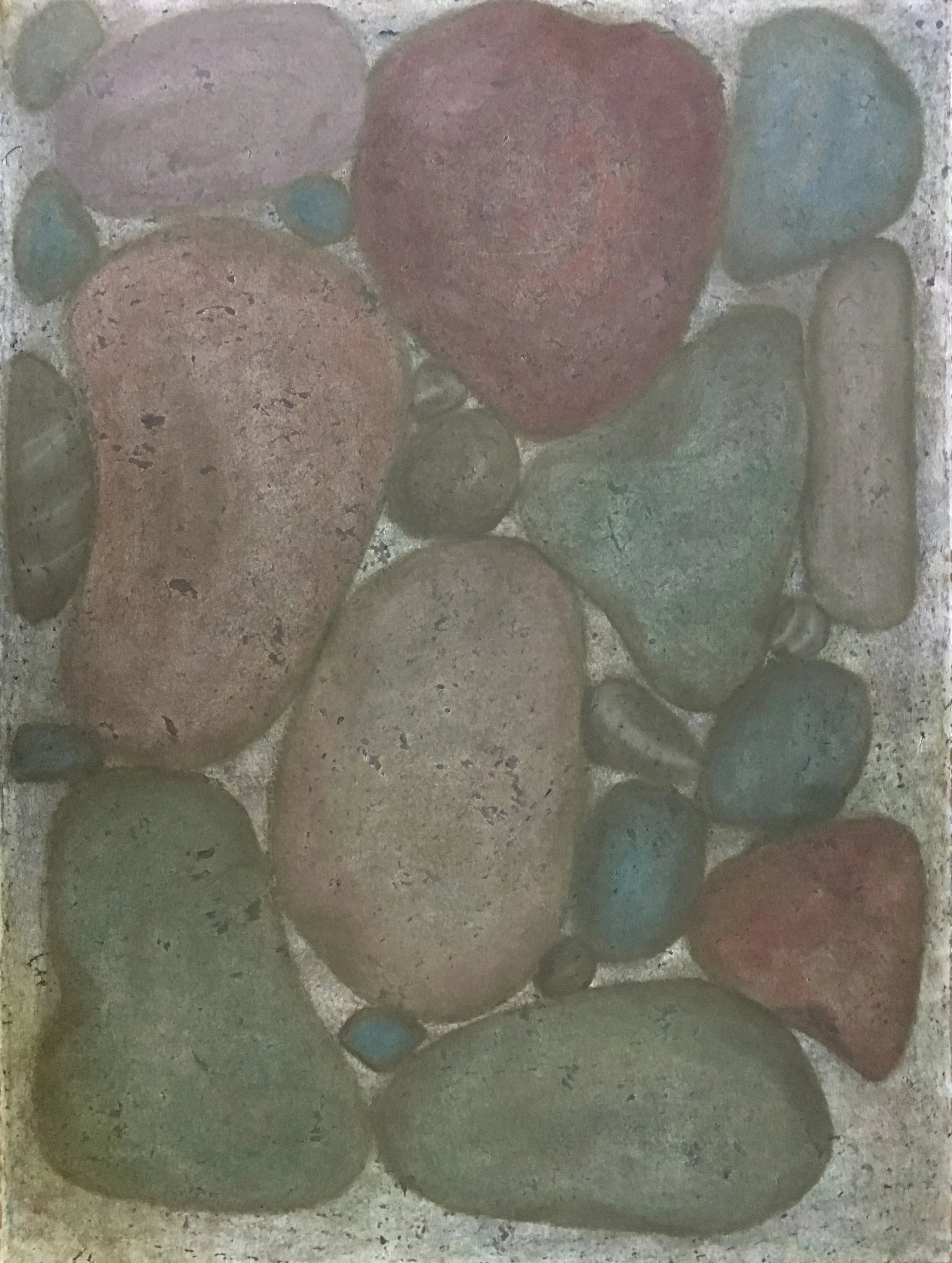  River Rocks  
Soft pastels, acrylic, screen print, wax rubbing | 27" x 36"