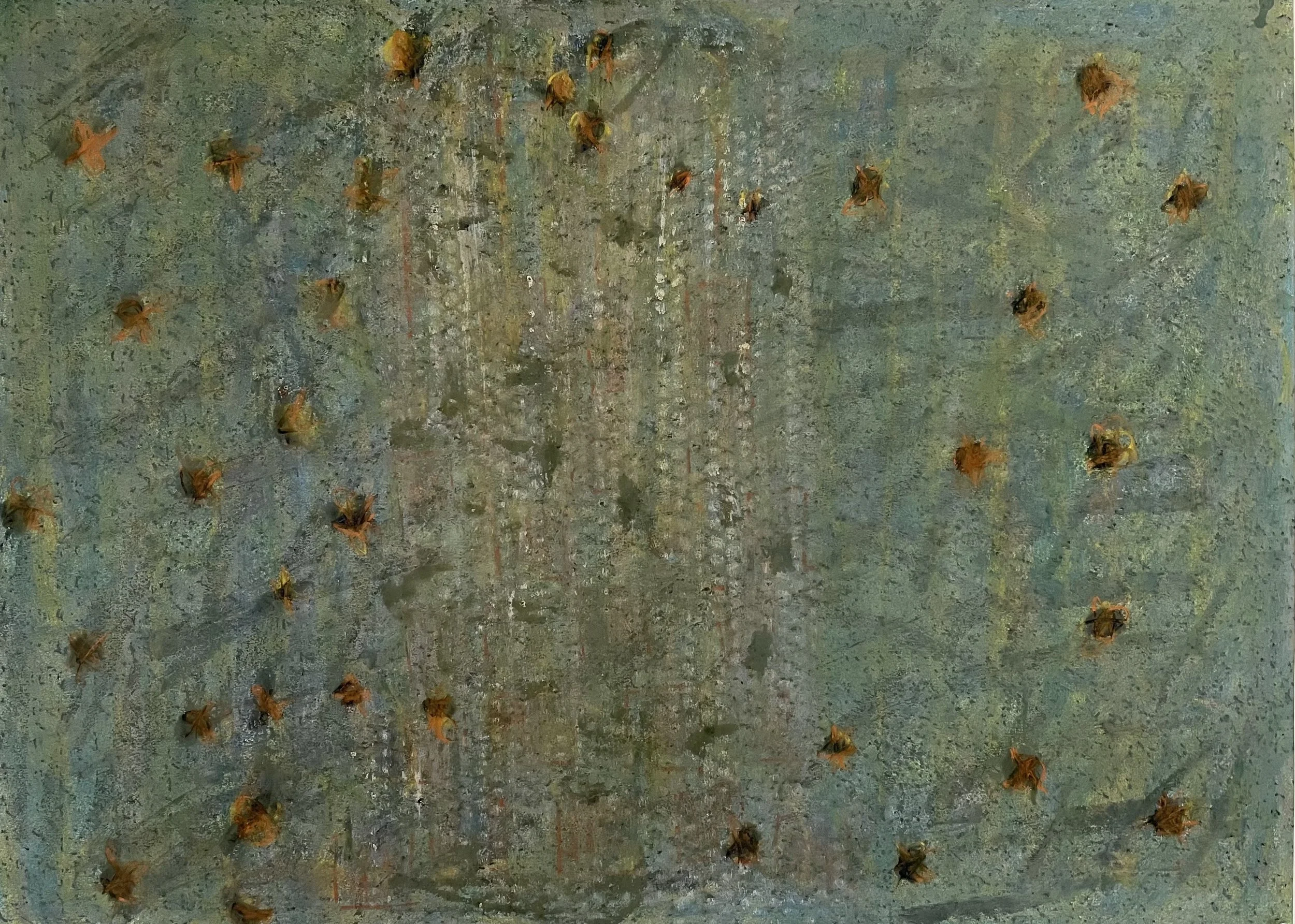  Spring Petals  
Soft pastels, acrylic, screen print, wax rubbing | 36" x 27"