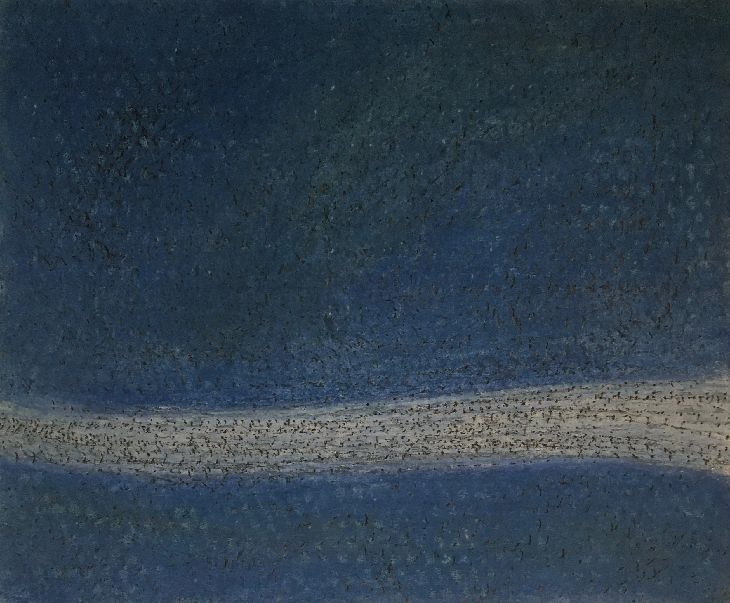  The Asteroid Belt  
Soft pastels, acrylic, screen print, wax rubbing | 22" x 19"