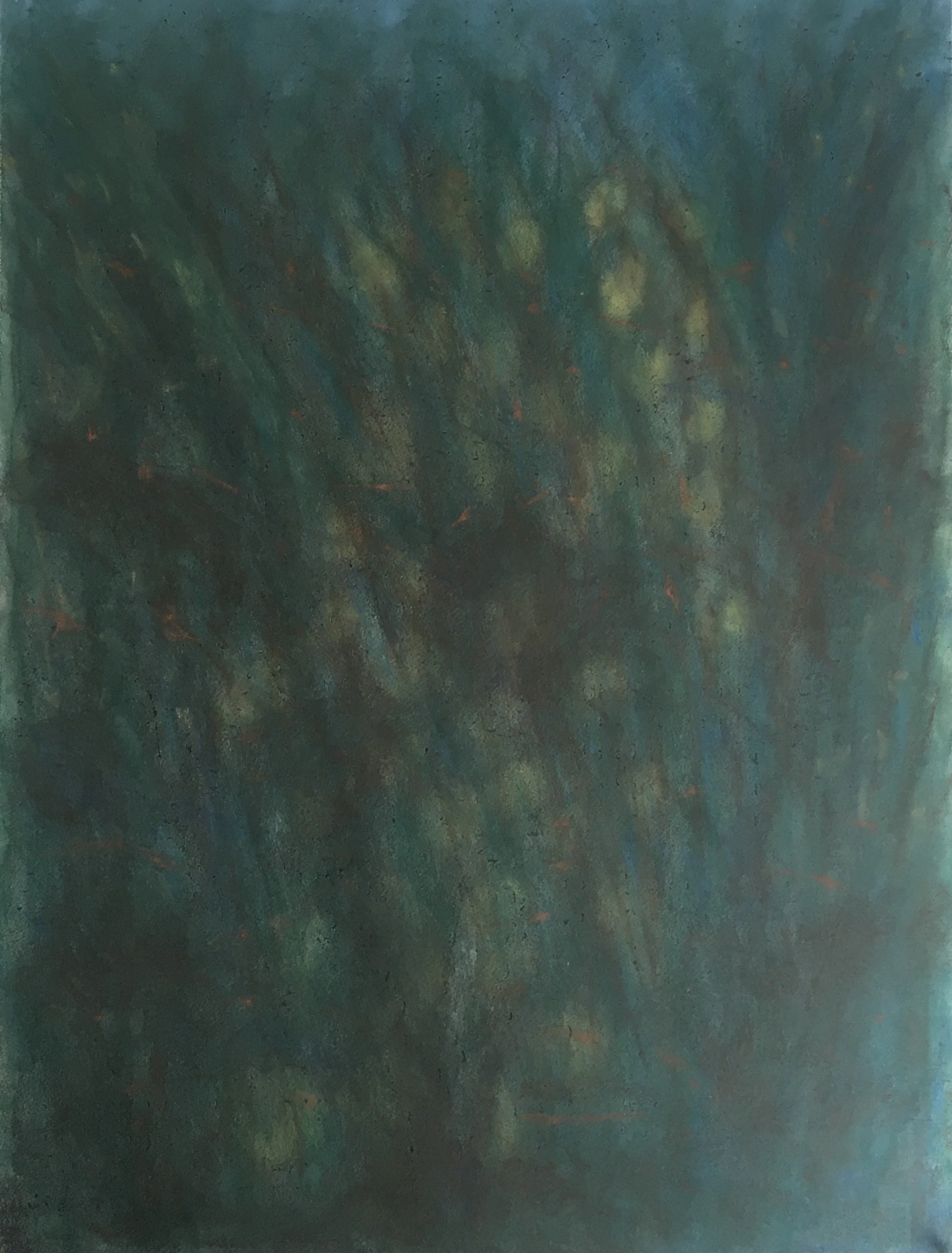  Frog Eggs In The River Grass  
Soft pastels, wax rubbing | 27" x 36"