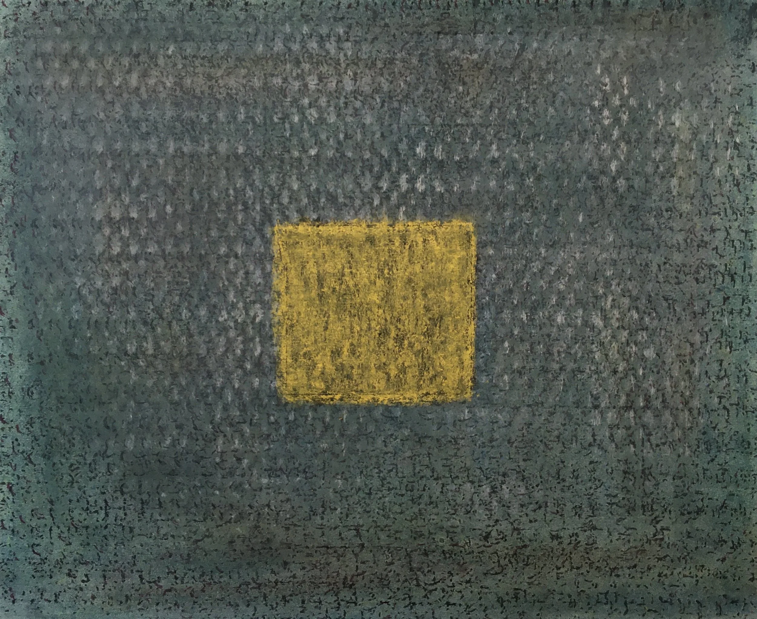  Midnight  
Soft pastels, acrylic, screen print, wax rubbing | 22" x 19"