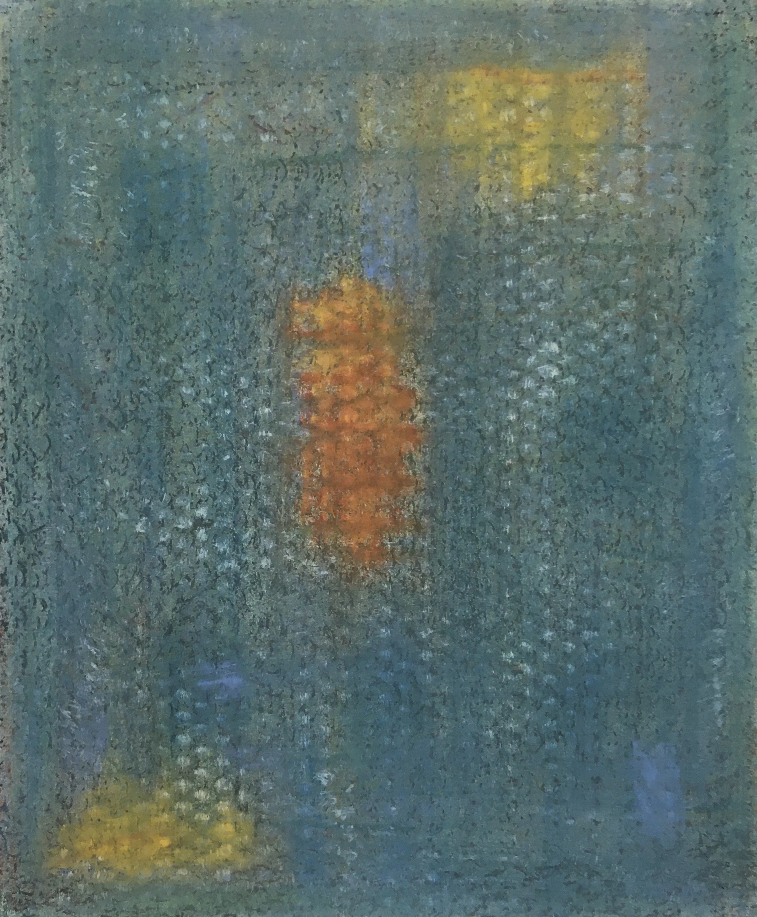  October Moon III  
Soft pastels, acrylic, screen print, wax rubbing | 19" x 22"