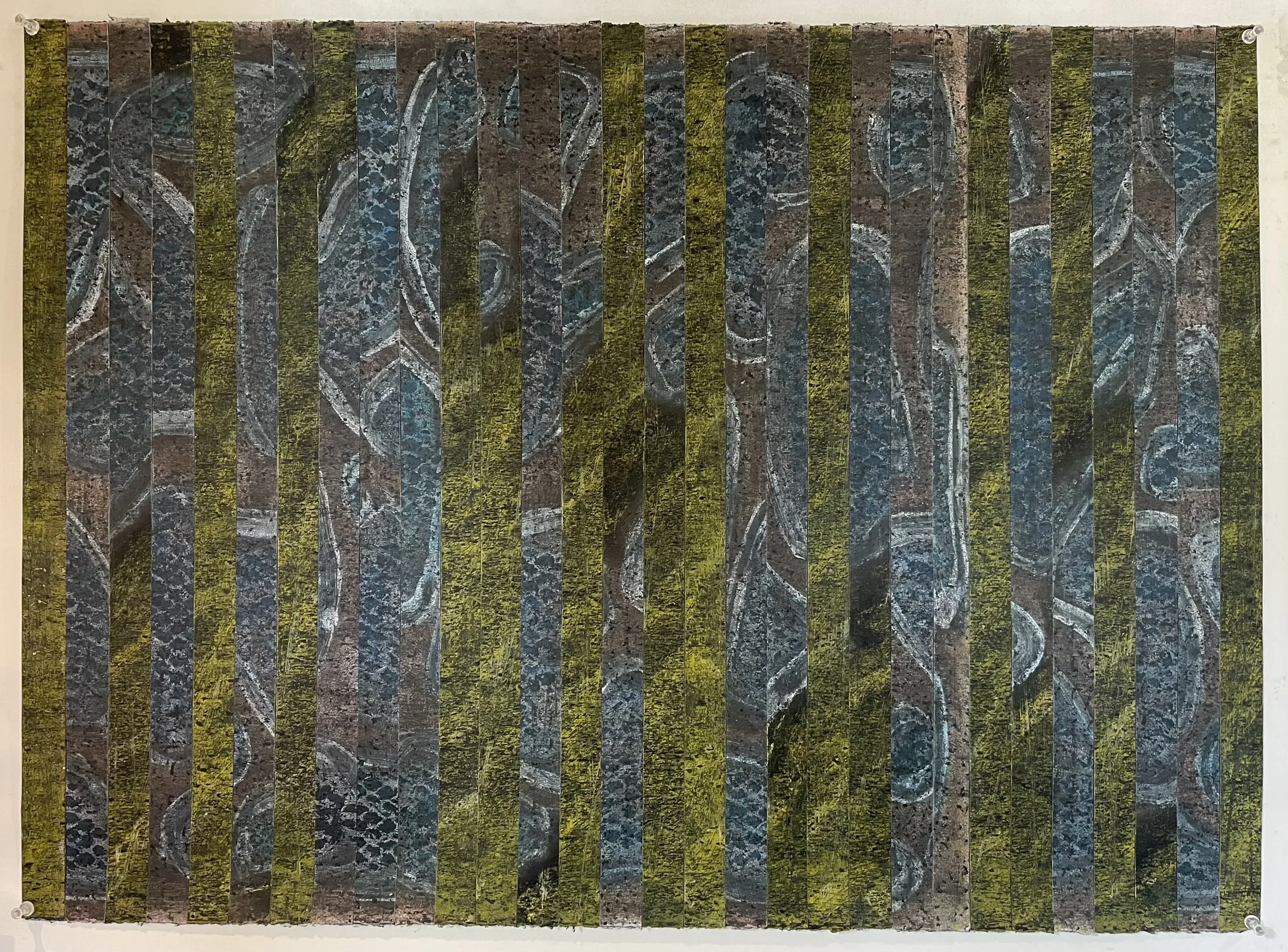  Kelp Forest  
Soft pastels, acrylic, screen print, wax rubbing, collage | 36" x 27"