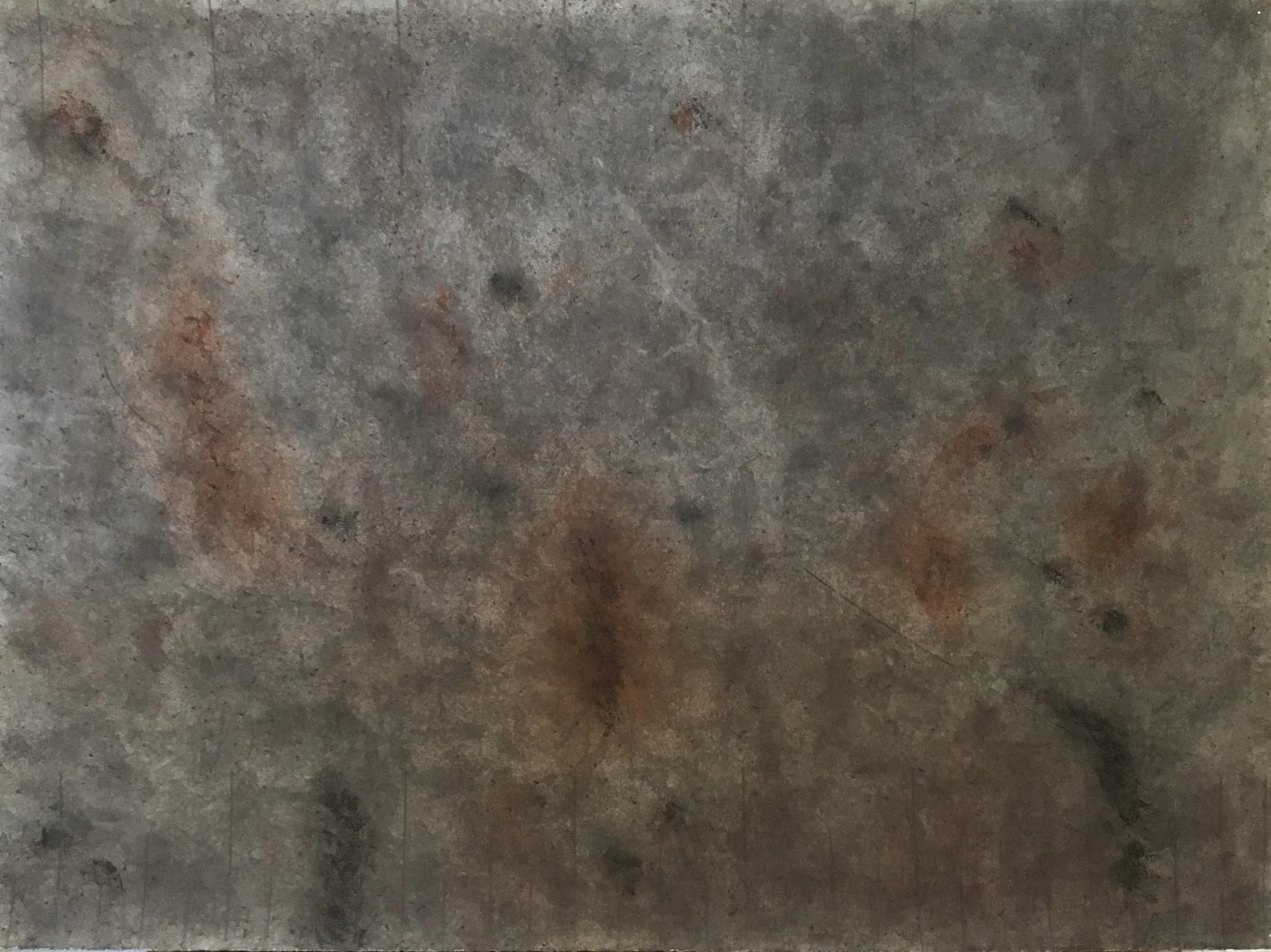  Frank's T-Square  
Soft pastels, acrylic, screen print, wax rubbing | 36" x 27"