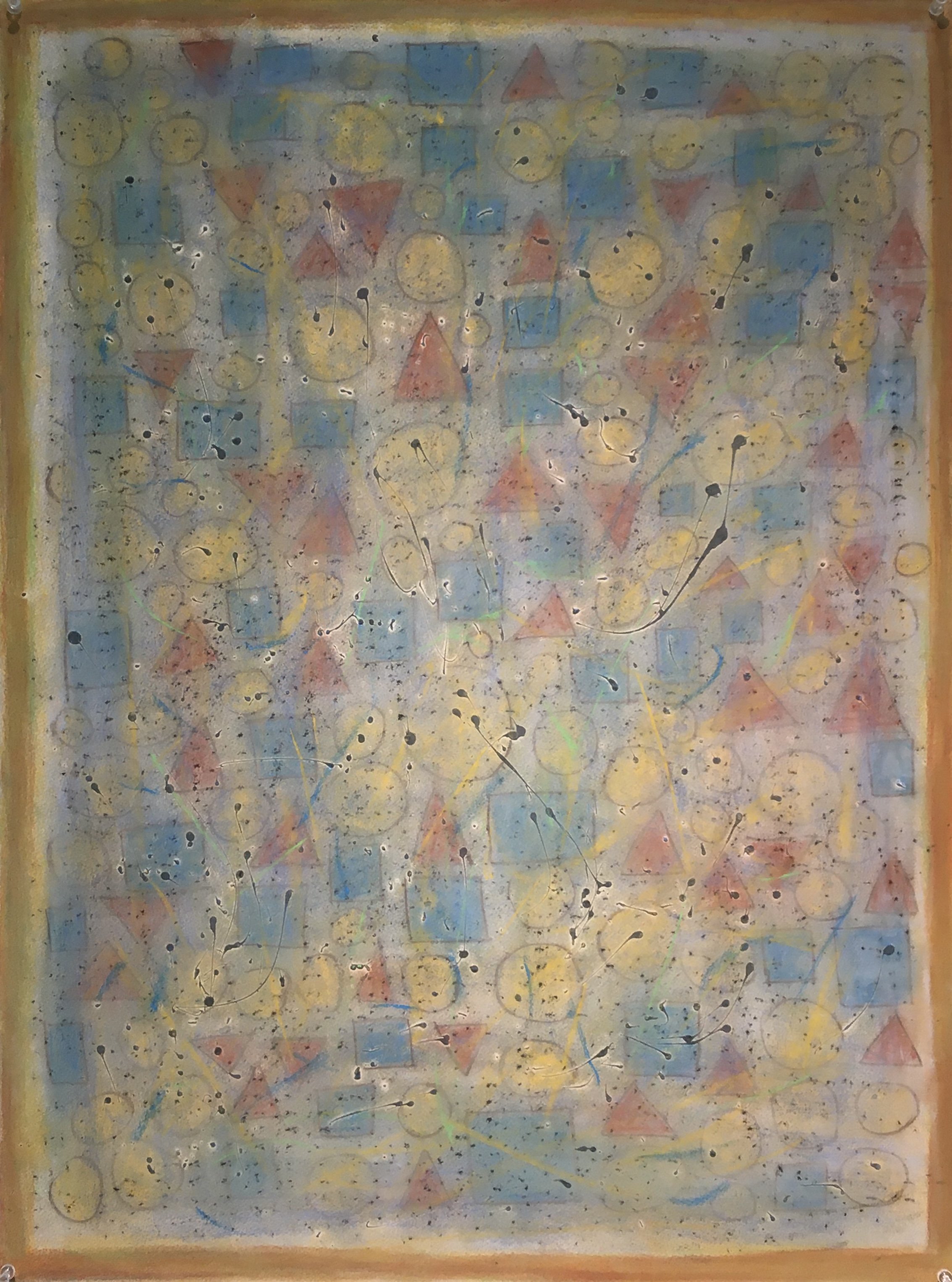  Homage To Mark Tobey  
Soft pastels, acrylic, screen print, wax rubbing | 27" x 36"