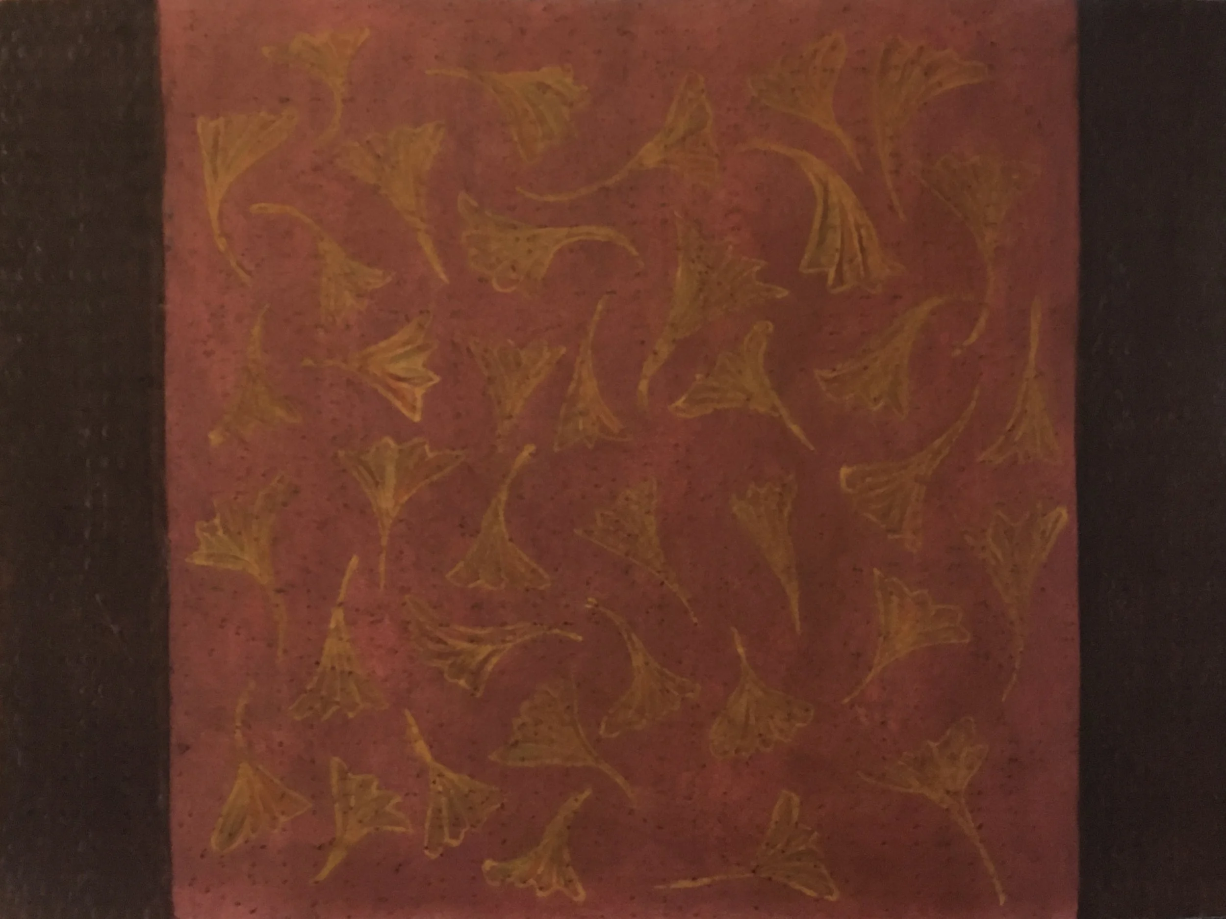  Ginkgo  
Soft pastels, acrylic, screen print, wax rubbing | 36" x 27"