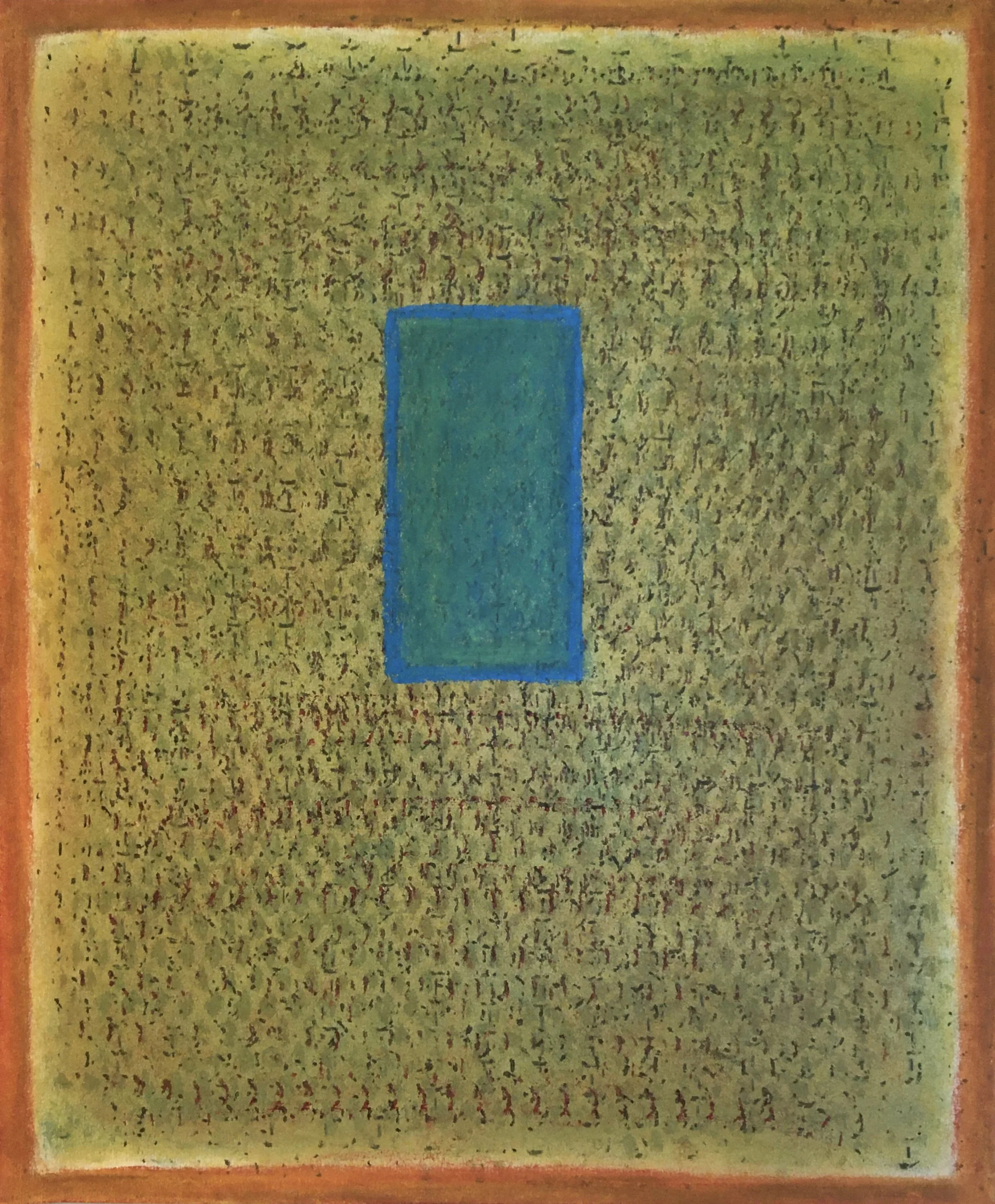  The Source  
Soft pastels, acrylic, screen print, wax rubbing | 19" x 22"