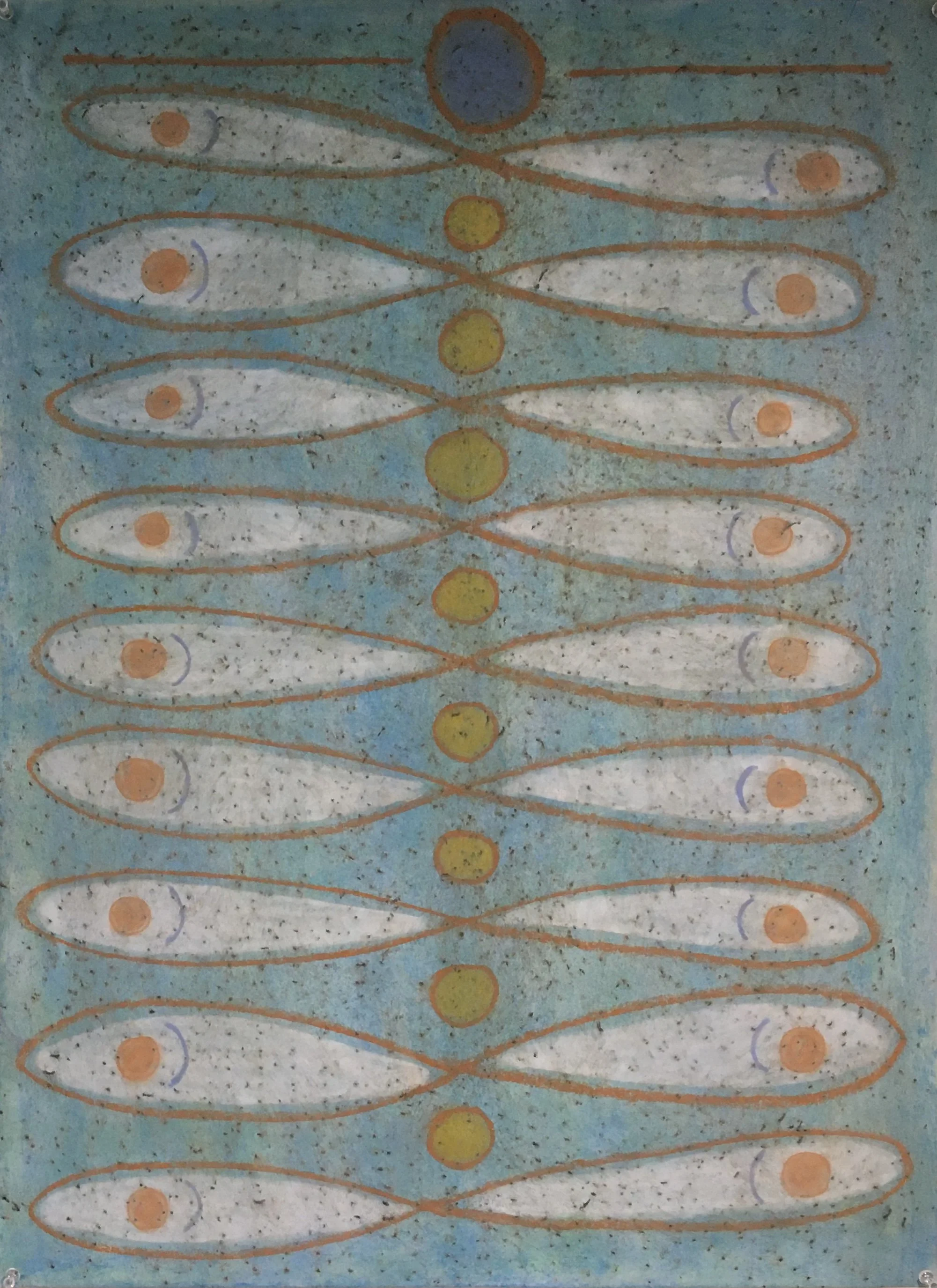  Fauna  
Soft pastels, acrylic, screen print, wax rubbing | 27" x 36"