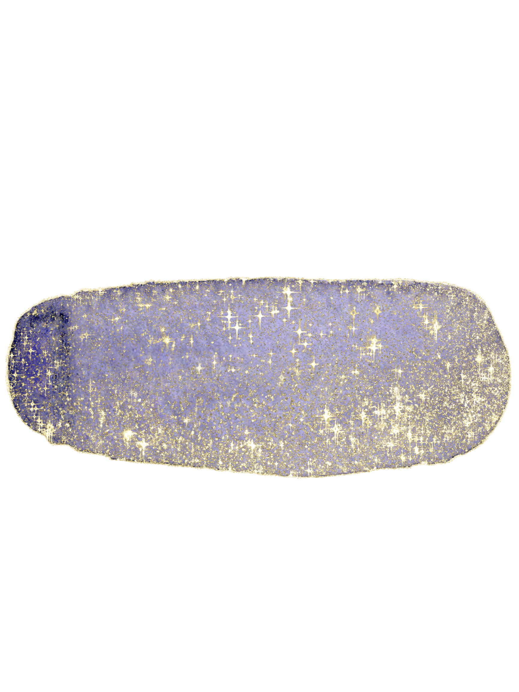 Close-up of a glittery, purpleish-blue gemstone with gold accents and sparkles.