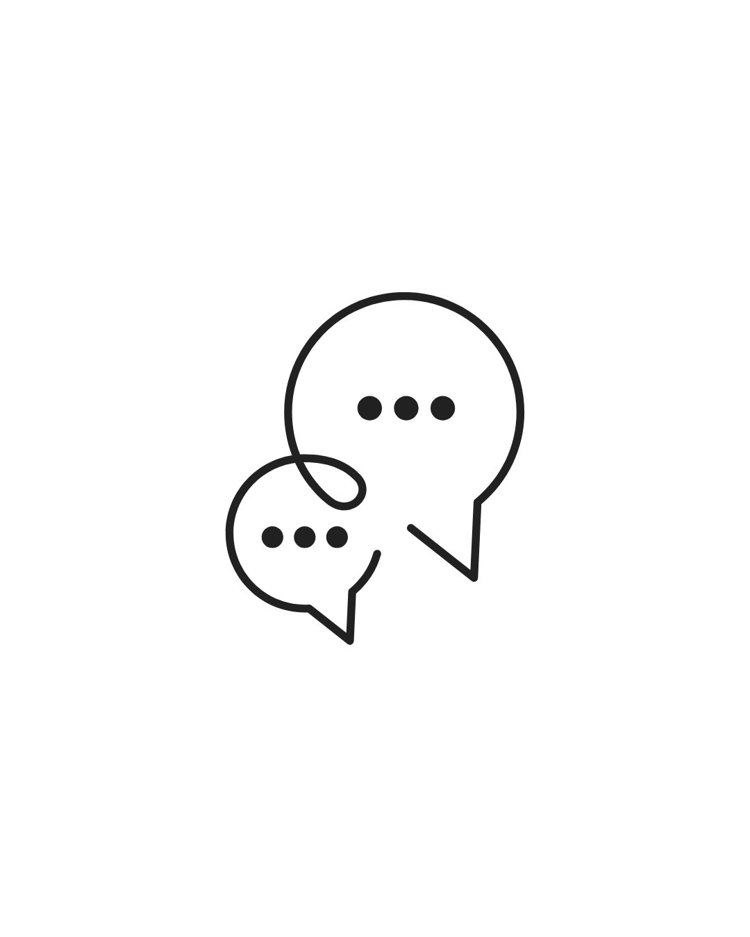 Two chat bubble icons with ellipses inside, overlapping each other.