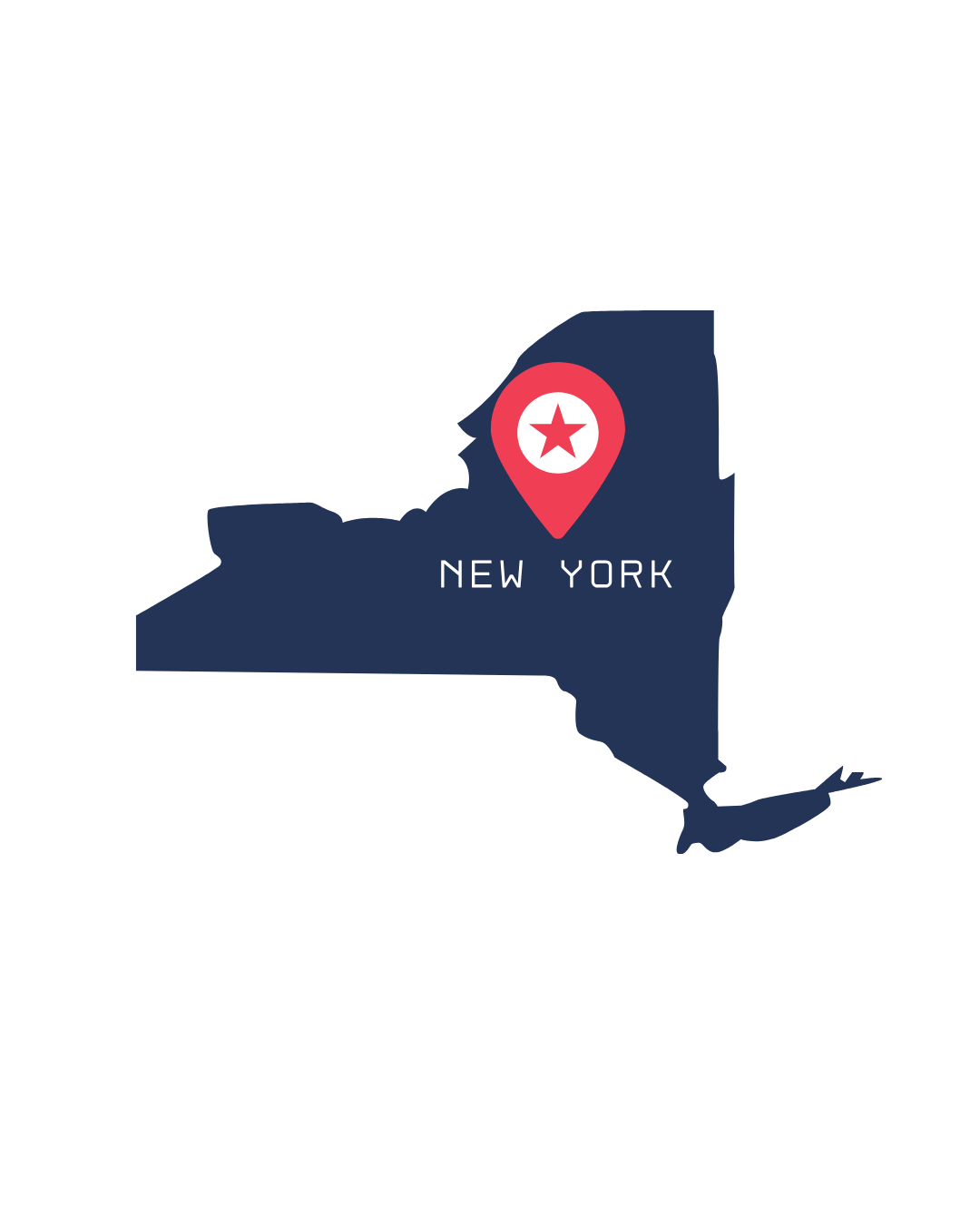 Map of New York with a location marker showing North Korea.