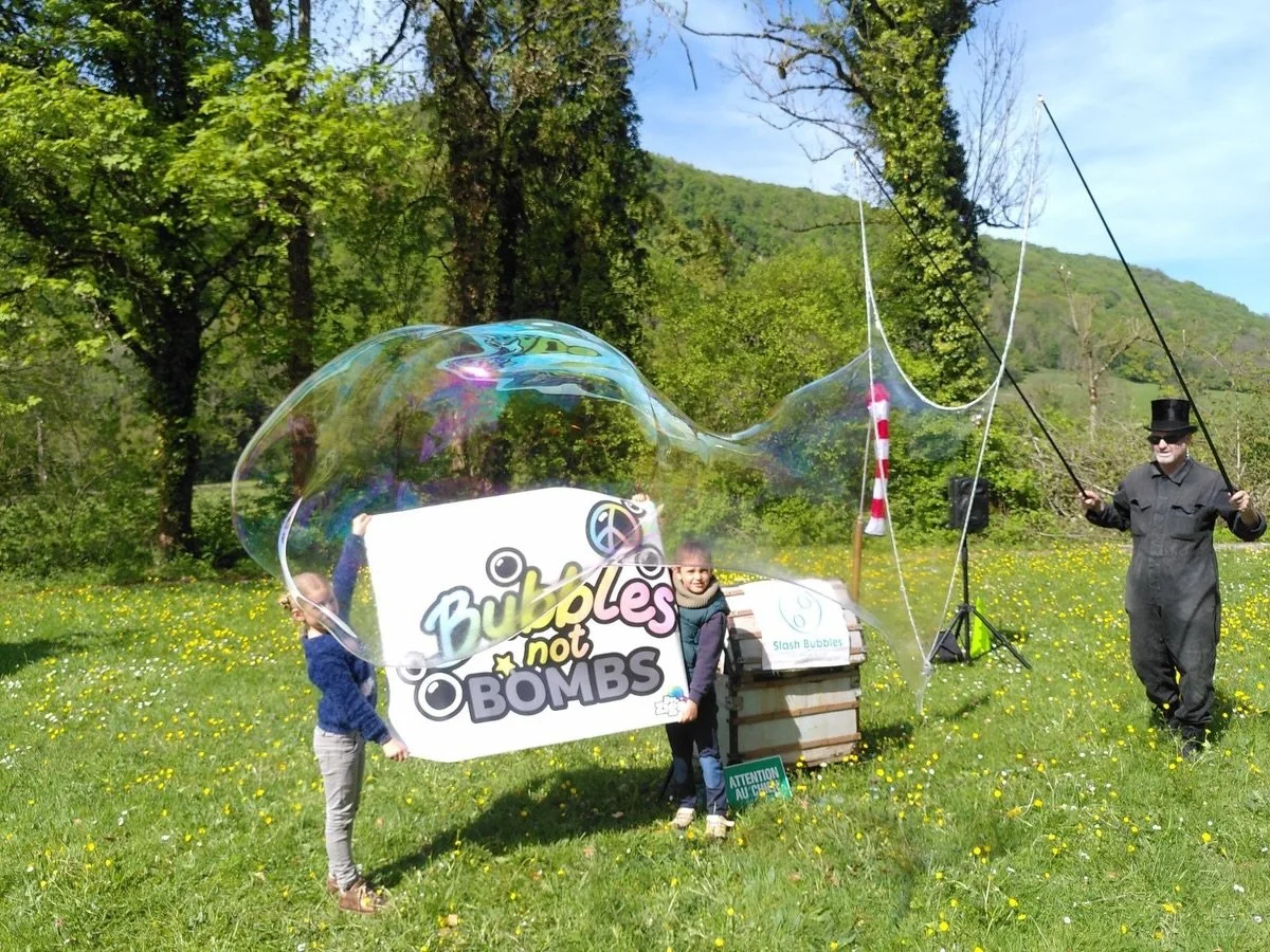 Our universal message of Bubbles Not Bombs is weaving its way through Europe, flying the flag on land and sea delivering hope to children suffering the consequences of war.

Through our new memberships you can become a Bubble Founder, Keeper, Champio