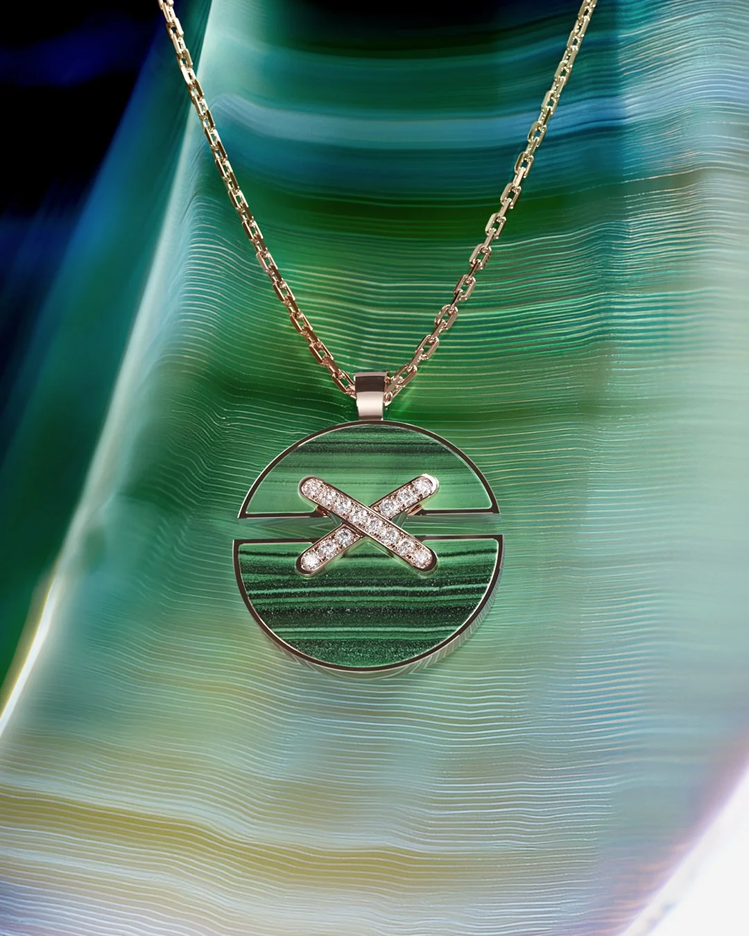 Chaumet Jeux de Liens Harmony pendant, rose gold, malachite, diamonds.jpg